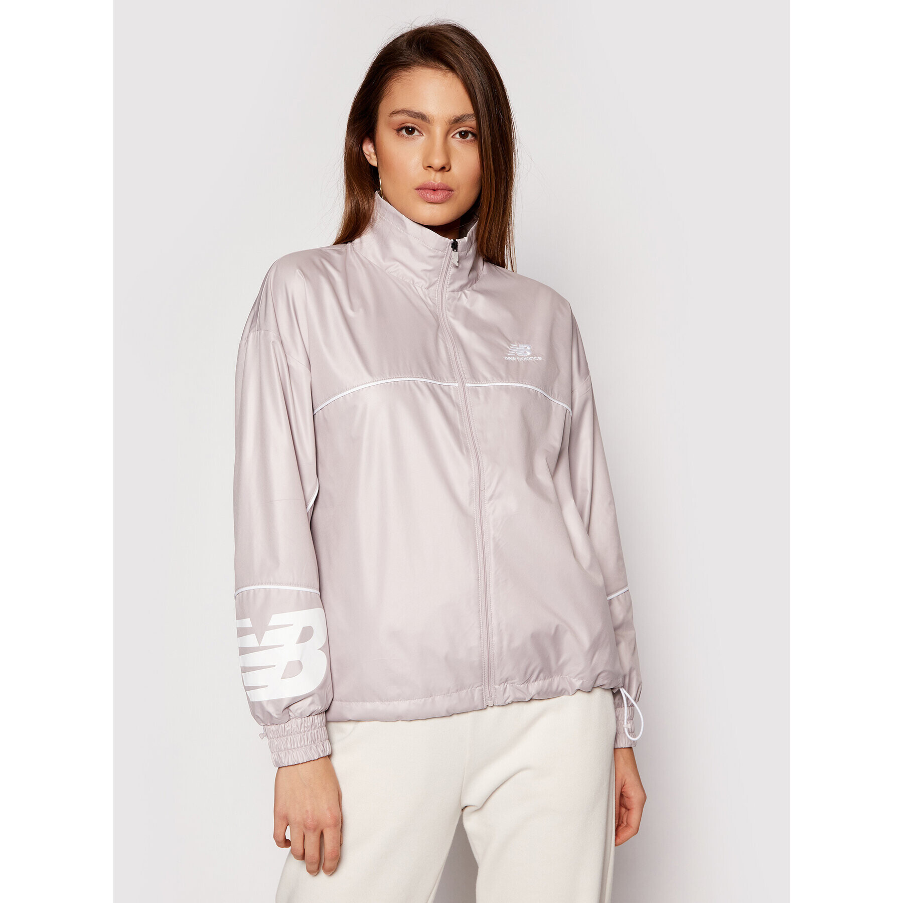 New Balance Geacă Athletics Windbreaker WJ11502 Gri Relaxed Fit - Pled.ro