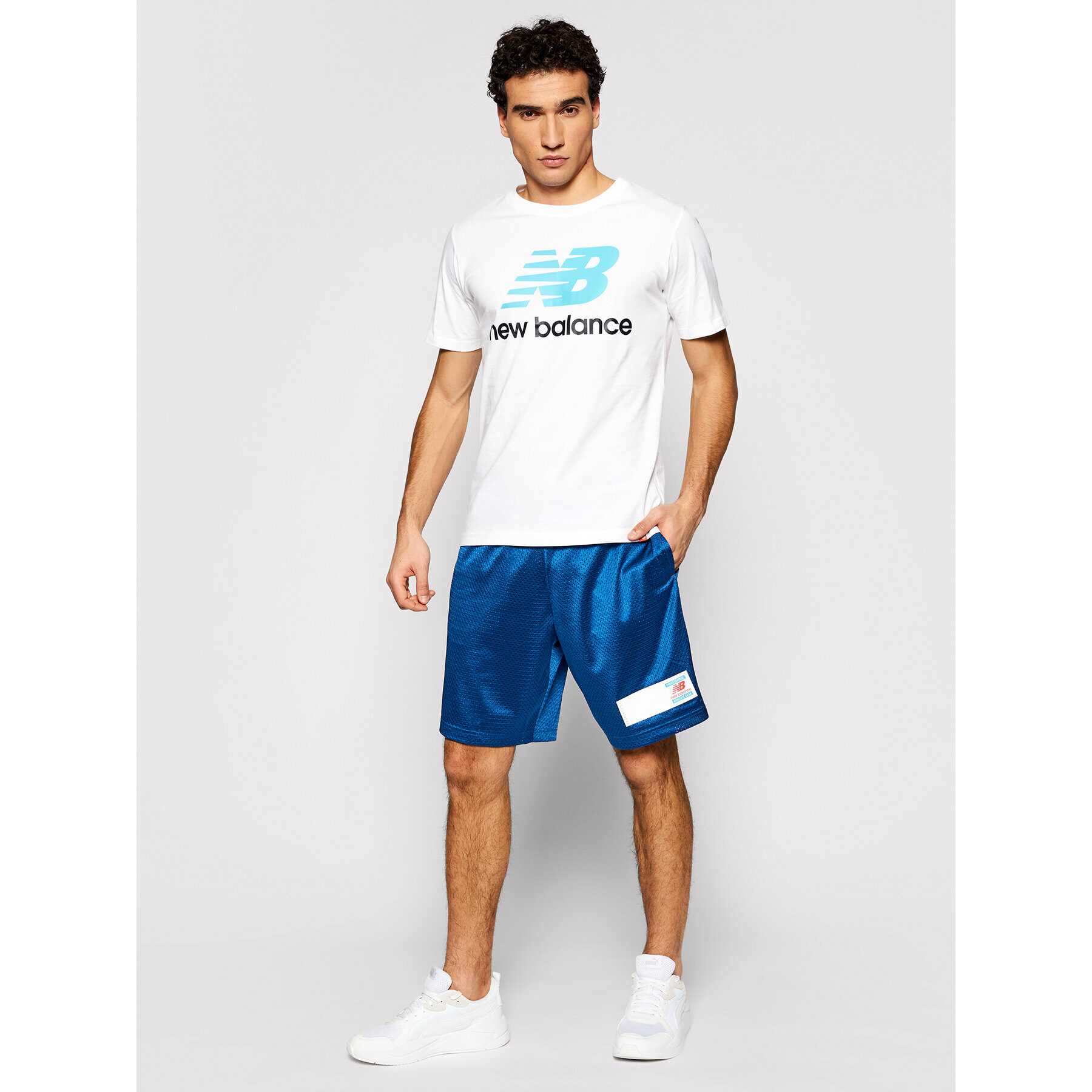 New Balance Pantaloni scurți sport Essentials Mesh MS11503 Albastru Athletic Fit - Pled.ro