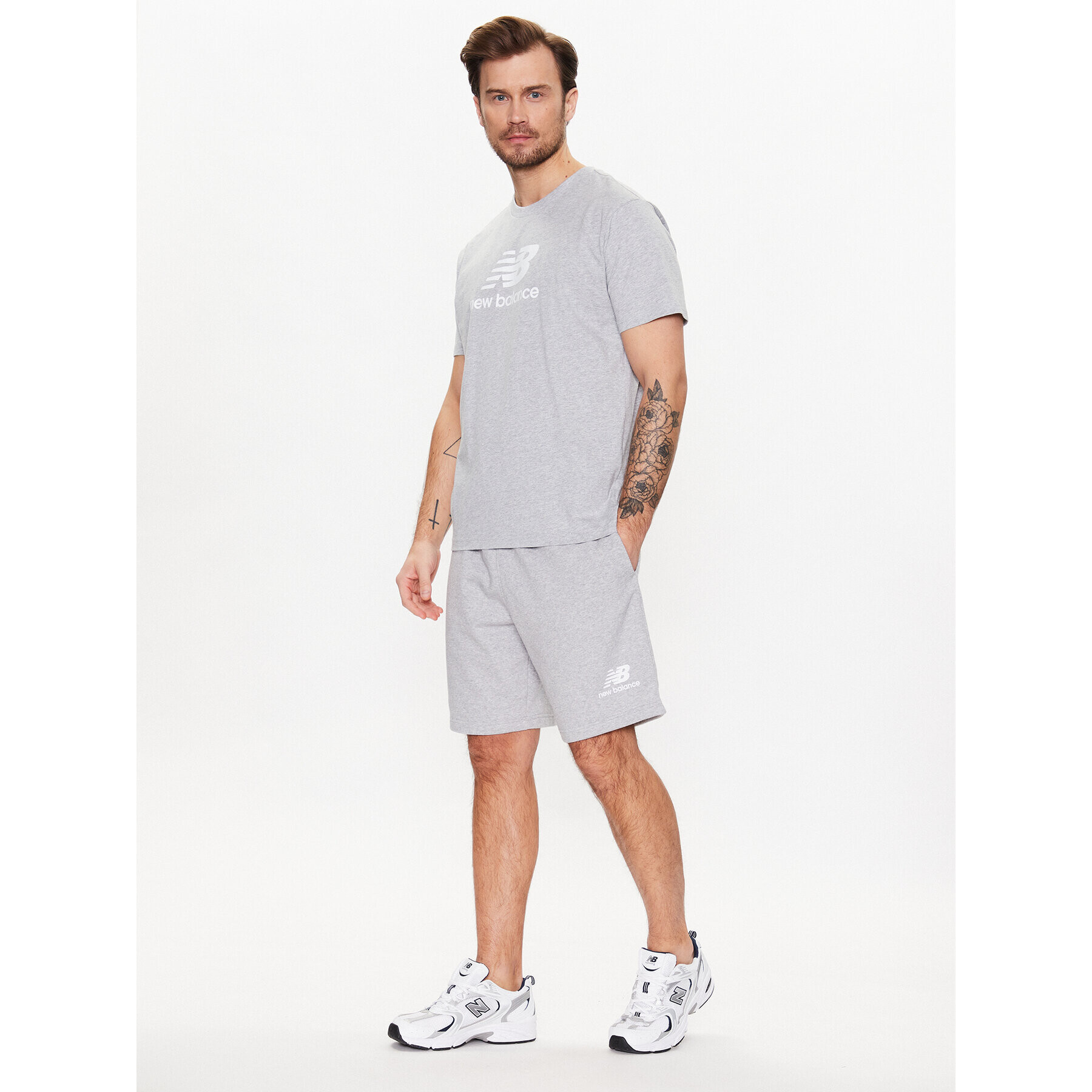 New Balance Pantaloni scurți sport MS3154 Gri Regular Fit - Pled.ro