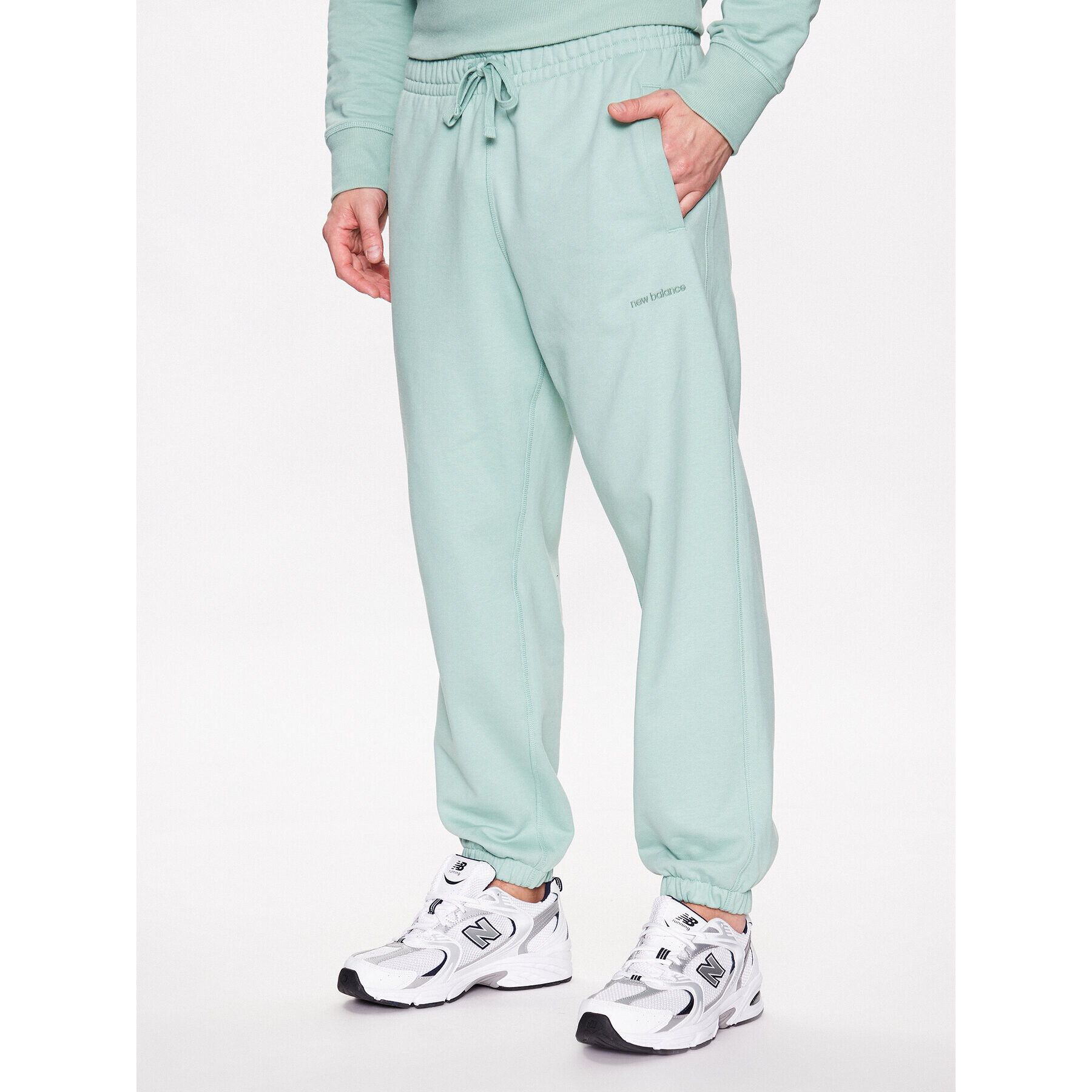 New Balance Pantaloni trening MP23551 Verde Relaxed Fit - Pled.ro