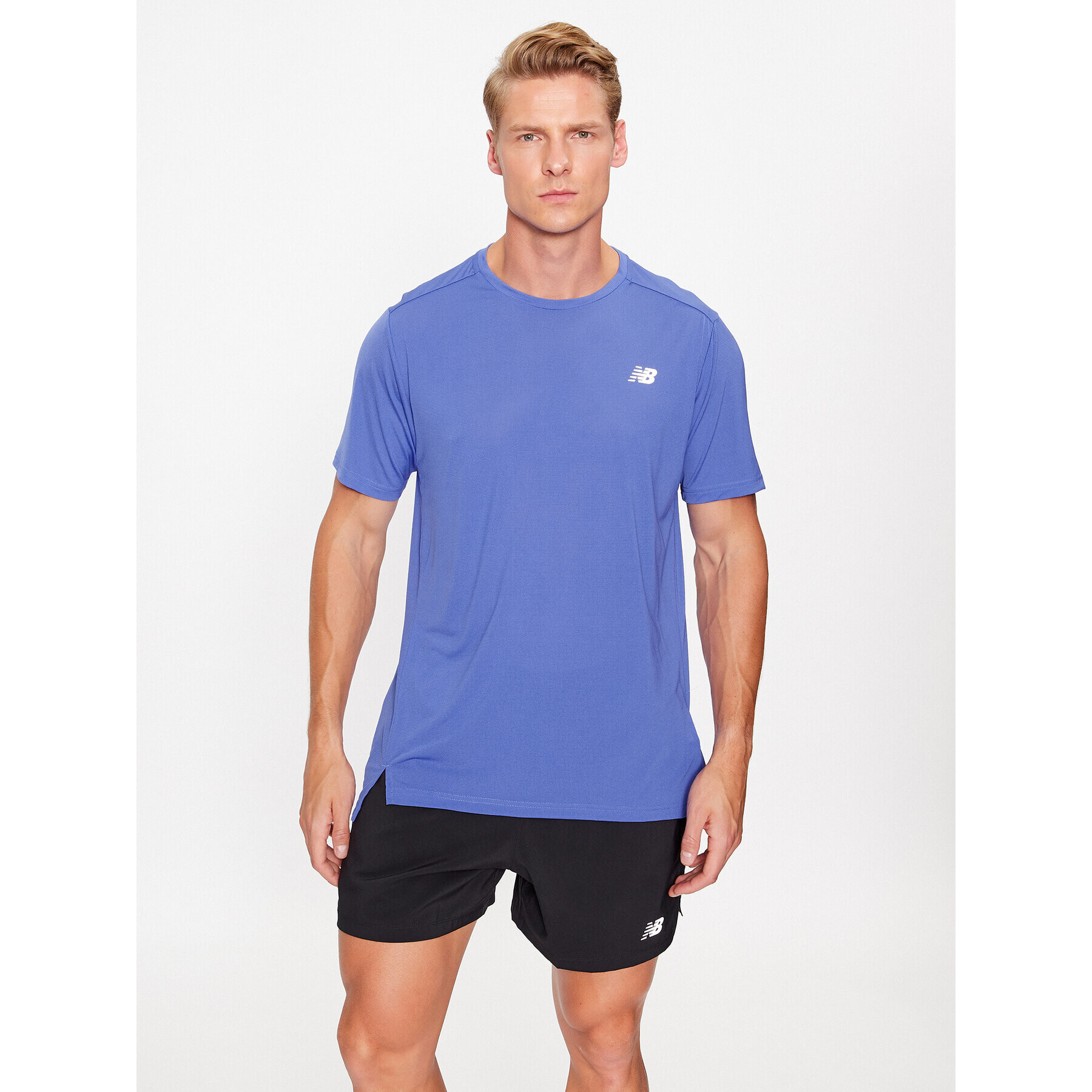 New Balance Tricou Accelerate Short Sleeve MT23222 Albastru Regular Fit - Pled.ro