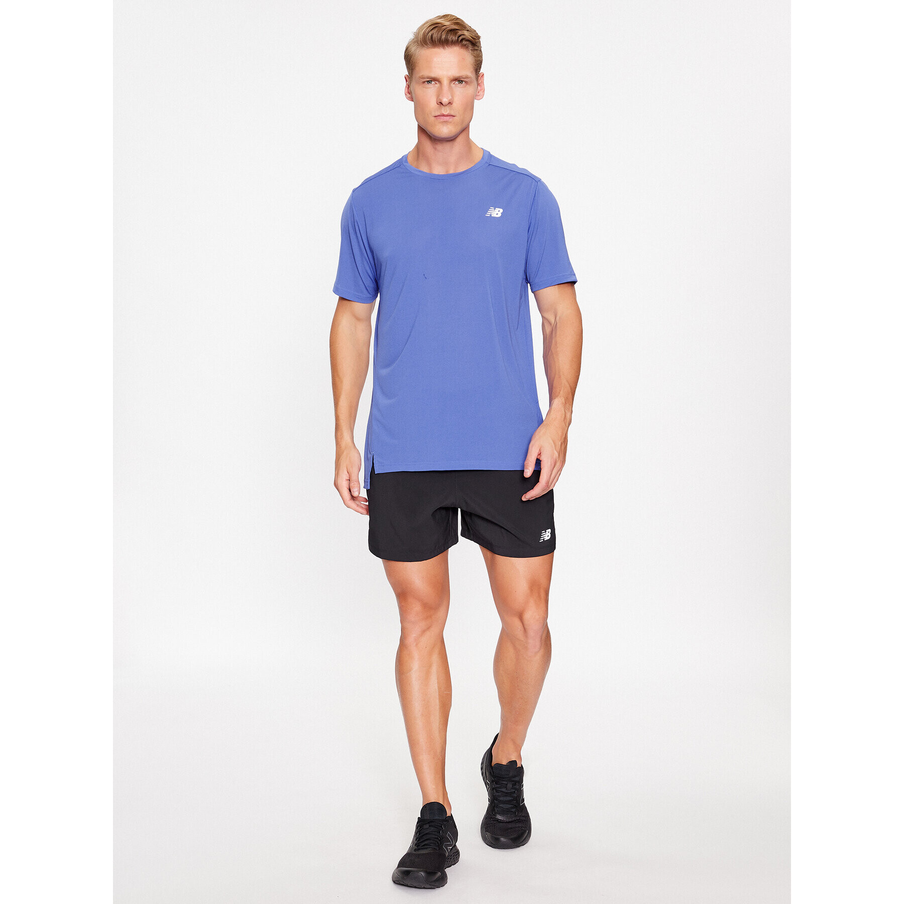 New Balance Tricou Accelerate Short Sleeve MT23222 Albastru Regular Fit - Pled.ro