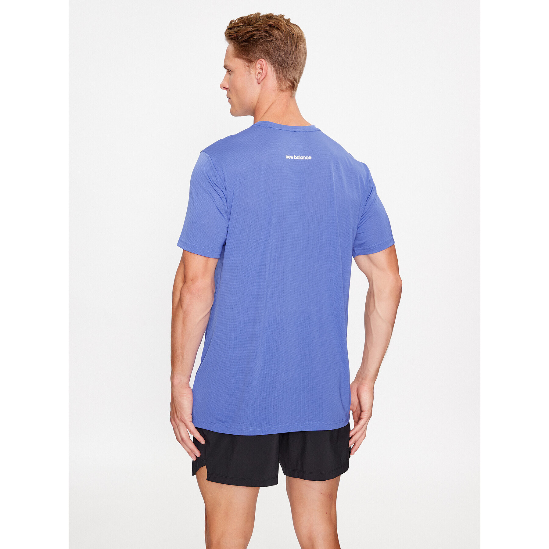 New Balance Tricou Accelerate Short Sleeve MT23222 Albastru Regular Fit - Pled.ro