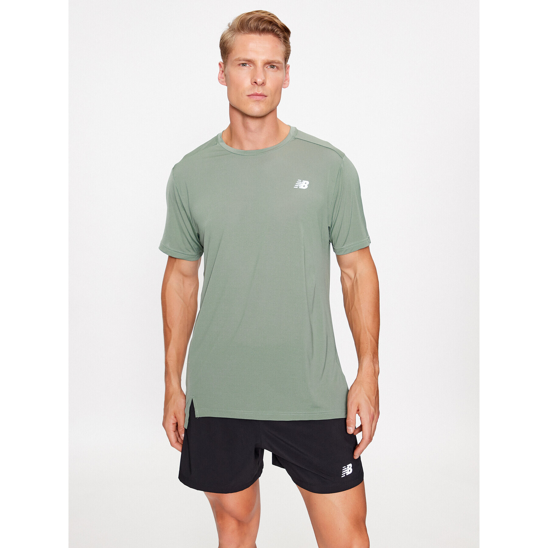 New Balance Tricou Accelerate Short Sleeve MT23222 Verde Regular Fit - Pled.ro