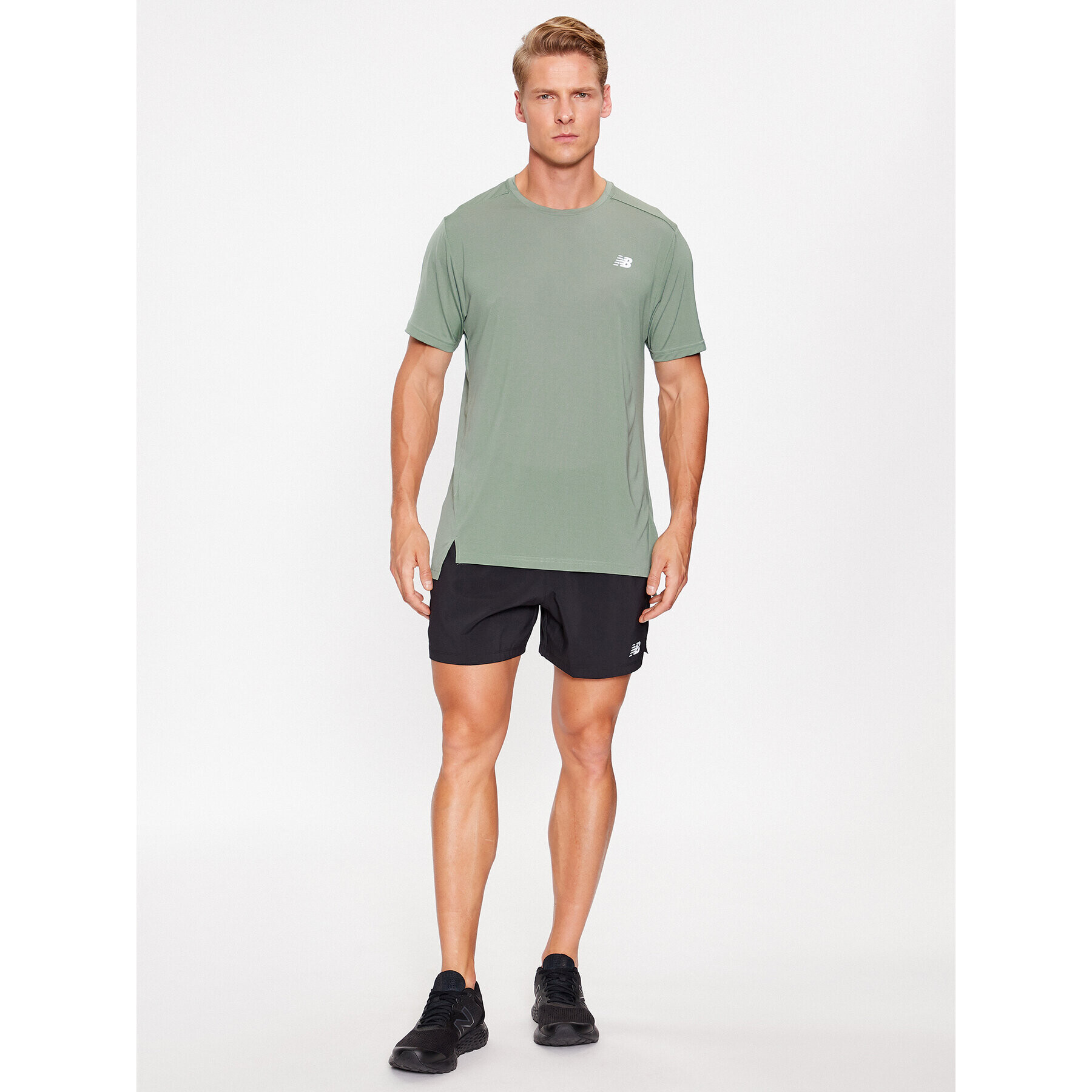 New Balance Tricou Accelerate Short Sleeve MT23222 Verde Regular Fit - Pled.ro