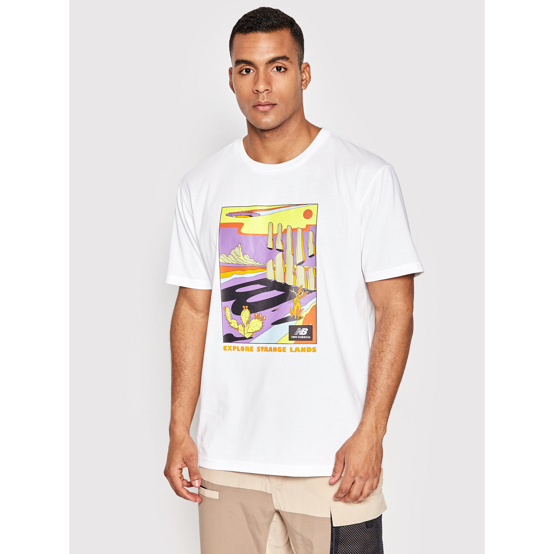 New Balance Tricou At Graphic Tee MT21509 Alb Relaxed Fit - Pled.ro