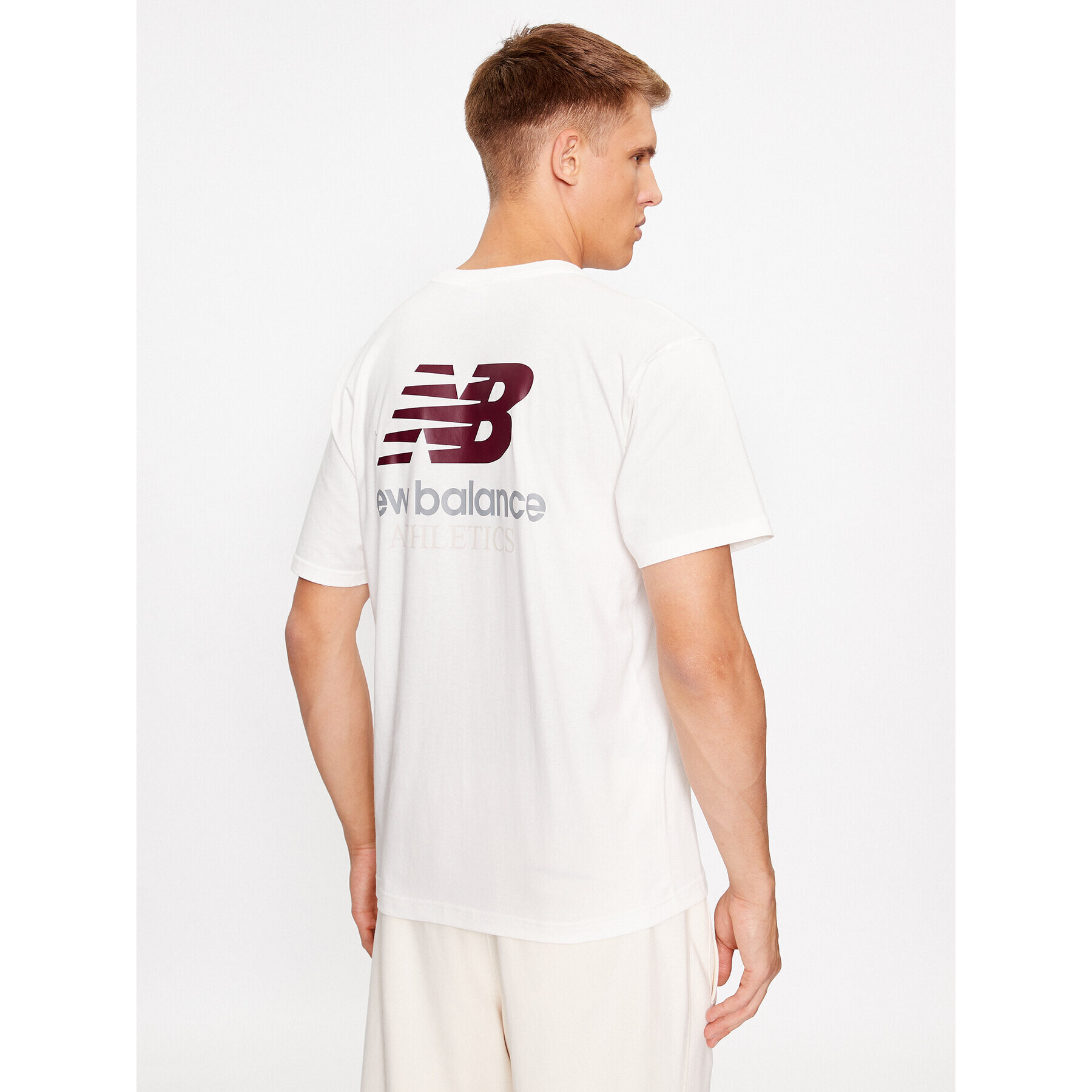 New Balance Tricou Athletics Remastered Graphic Cotton Jersey Short Sleeve T-shirt MT31504 Alb Regular Fit - Pled.ro