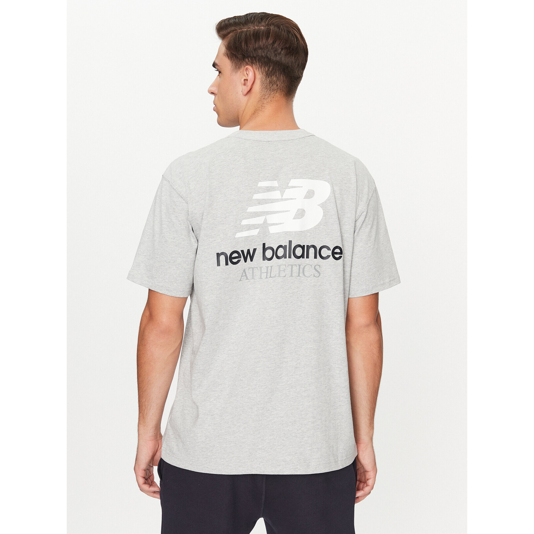 New Balance Tricou Athletics Remastered Graphic Cotton Jersey Short Sleeve T-shirt MT31504 Gri Regular Fit - Pled.ro