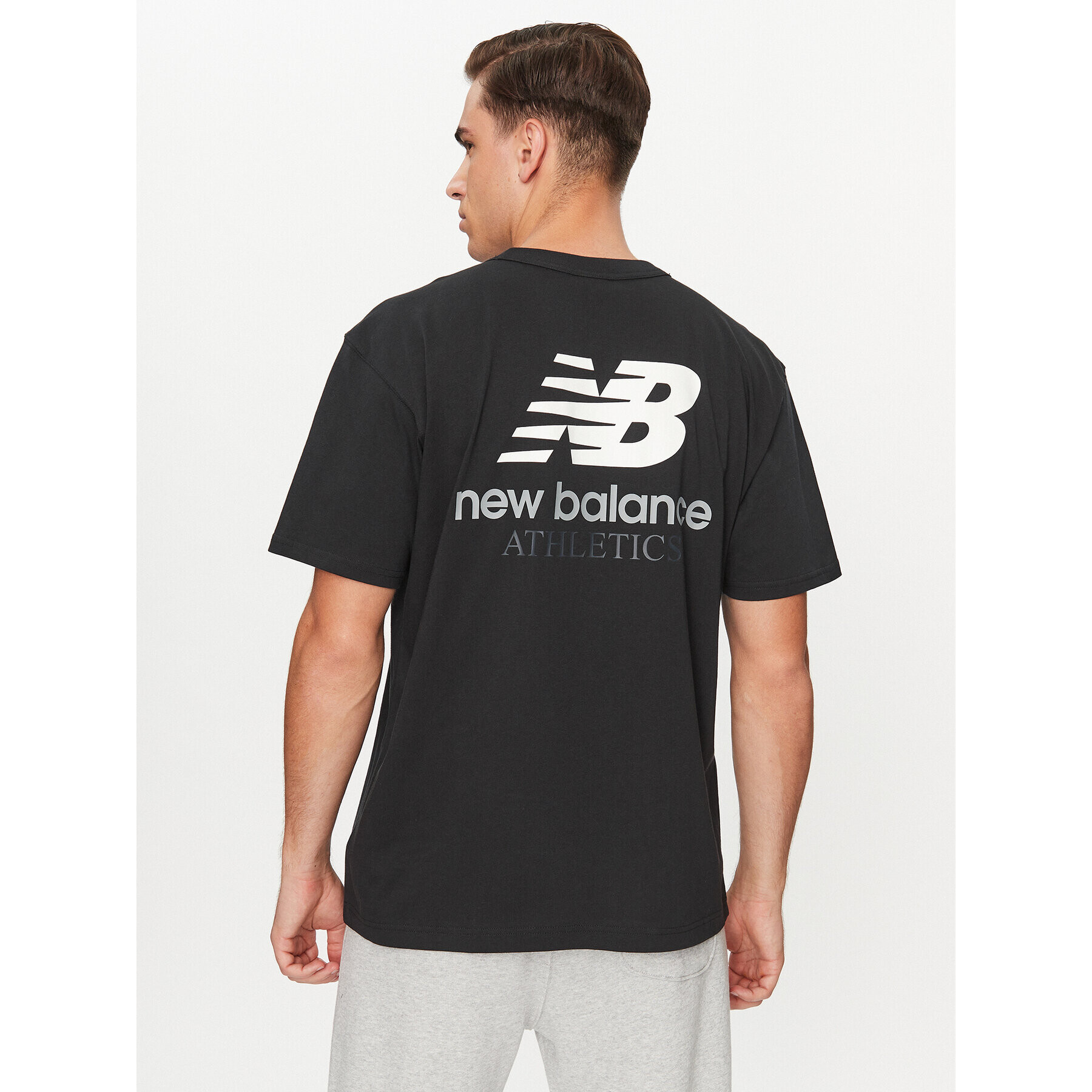 New Balance Tricou Athletics Remastered Graphic Cotton Jersey Short Sleeve T-shirt MT31504 Negru Regular Fit - Pled.ro