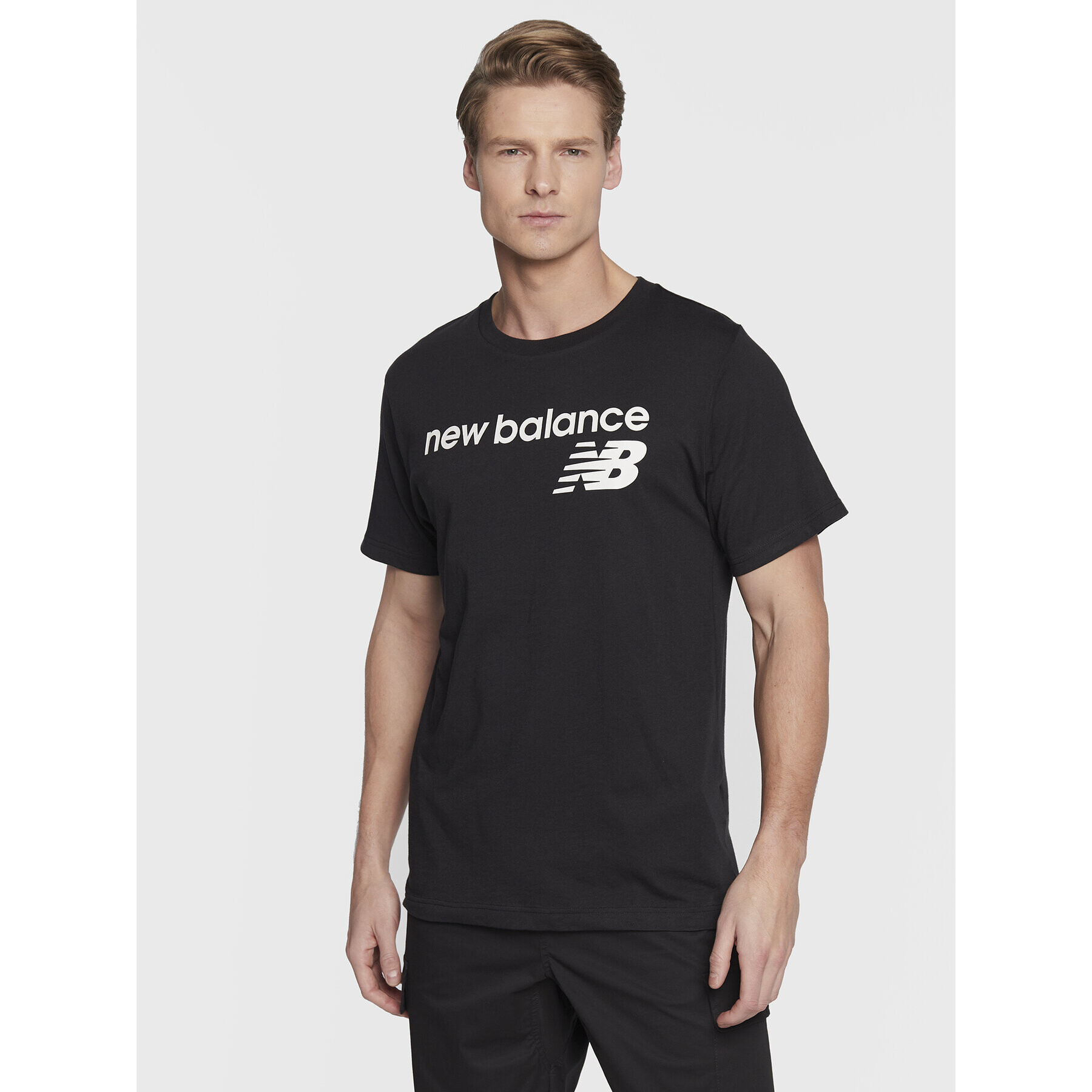 New Balance Tricou Classic Core Logo MT03905 Negru Athletic Fit - Pled.ro