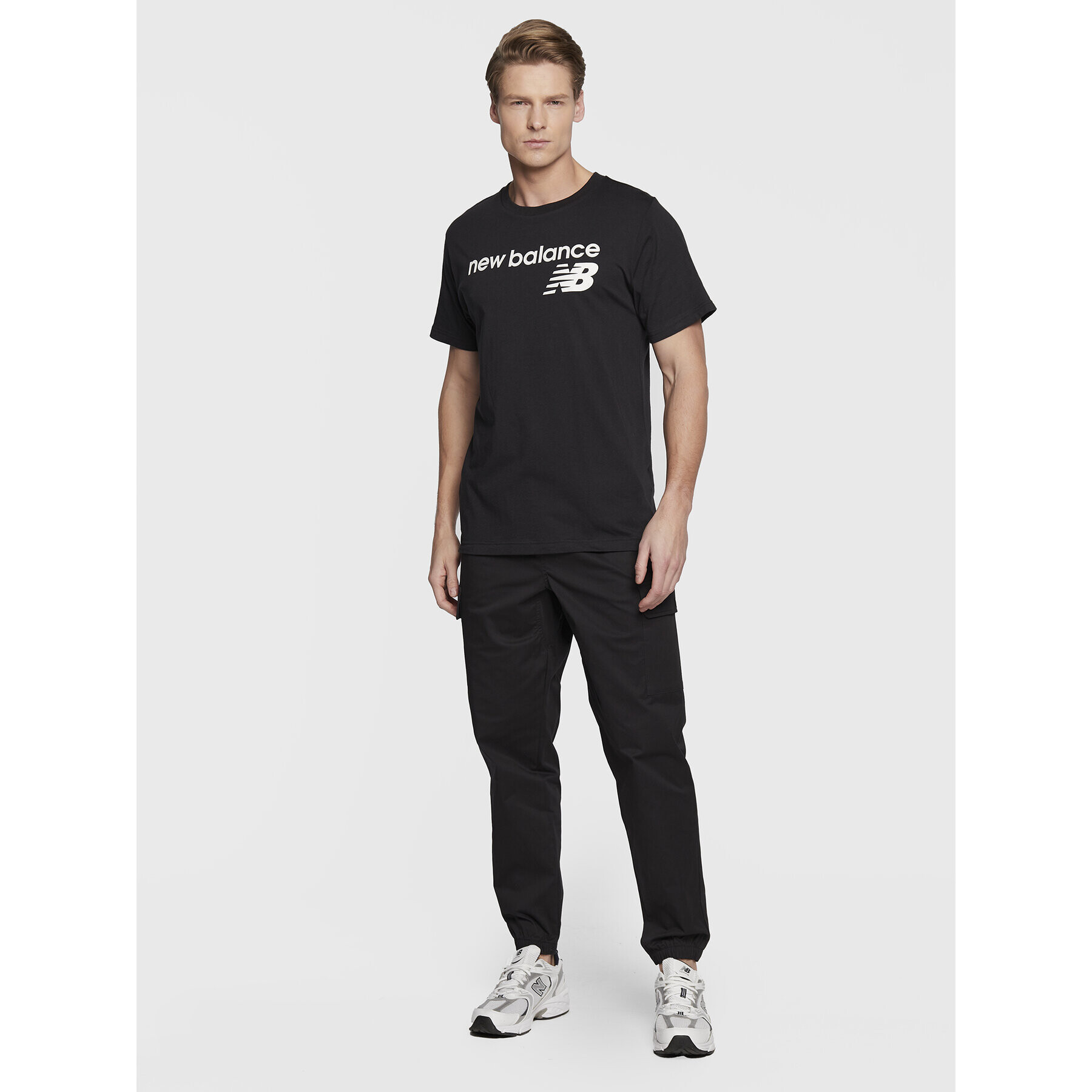 New Balance Tricou Classic Core Logo MT03905 Negru Athletic Fit - Pled.ro