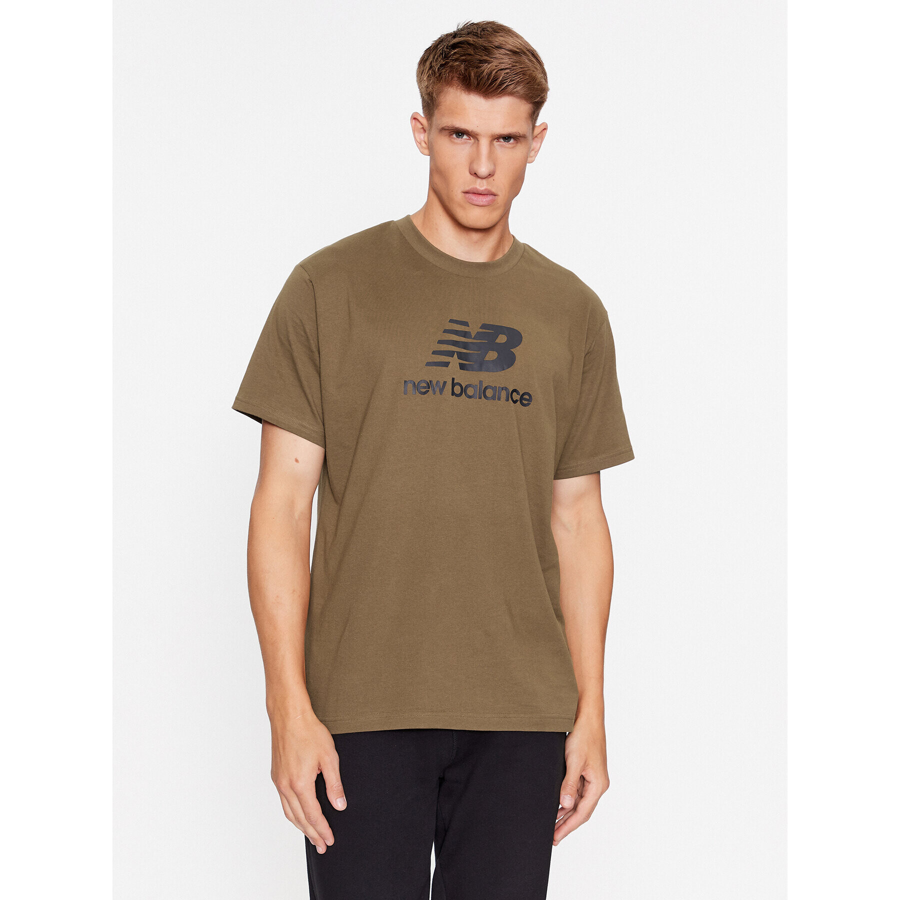 New Balance Tricou Essentials Stacked Logo Cotton Jersey Short Sleeve T-shirt MT31541 Maro Regular Fit - Pled.ro