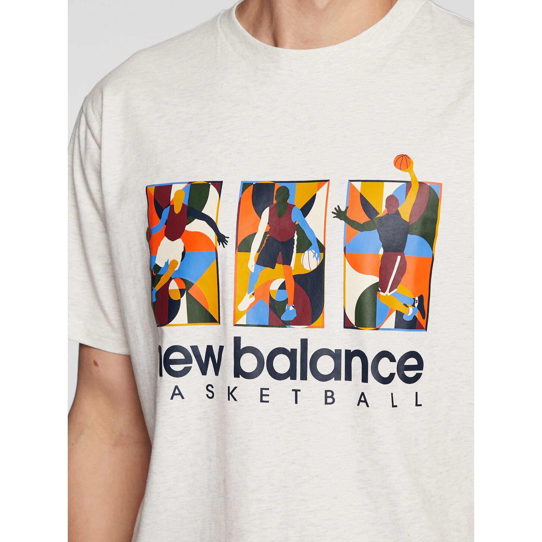 New Balance Tricou Hoops Abstract Graphic MT23587 Gri Relaxed Fit - Pled.ro