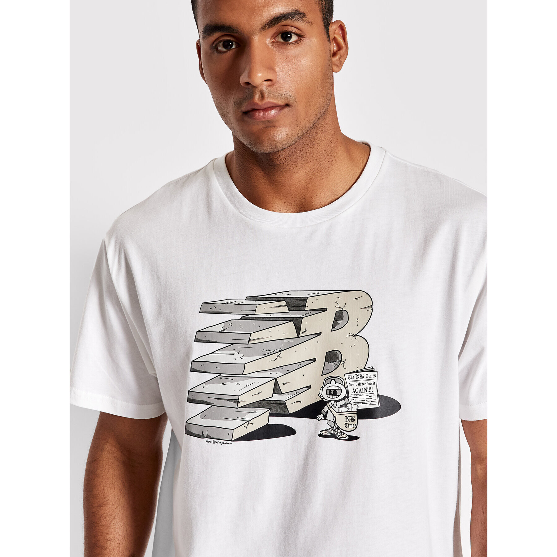 New Balance Tricou MT21568 Alb Relaxed Fit - Pled.ro