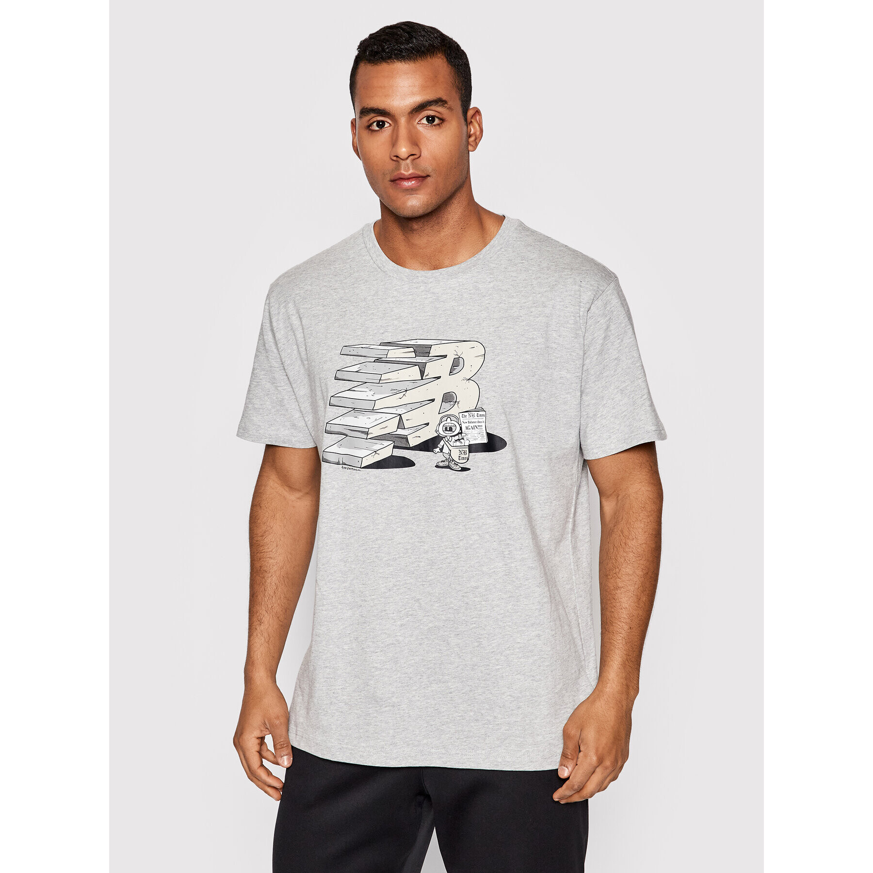 New Balance Tricou MT21568 Gri Relaxed Fit - Pled.ro