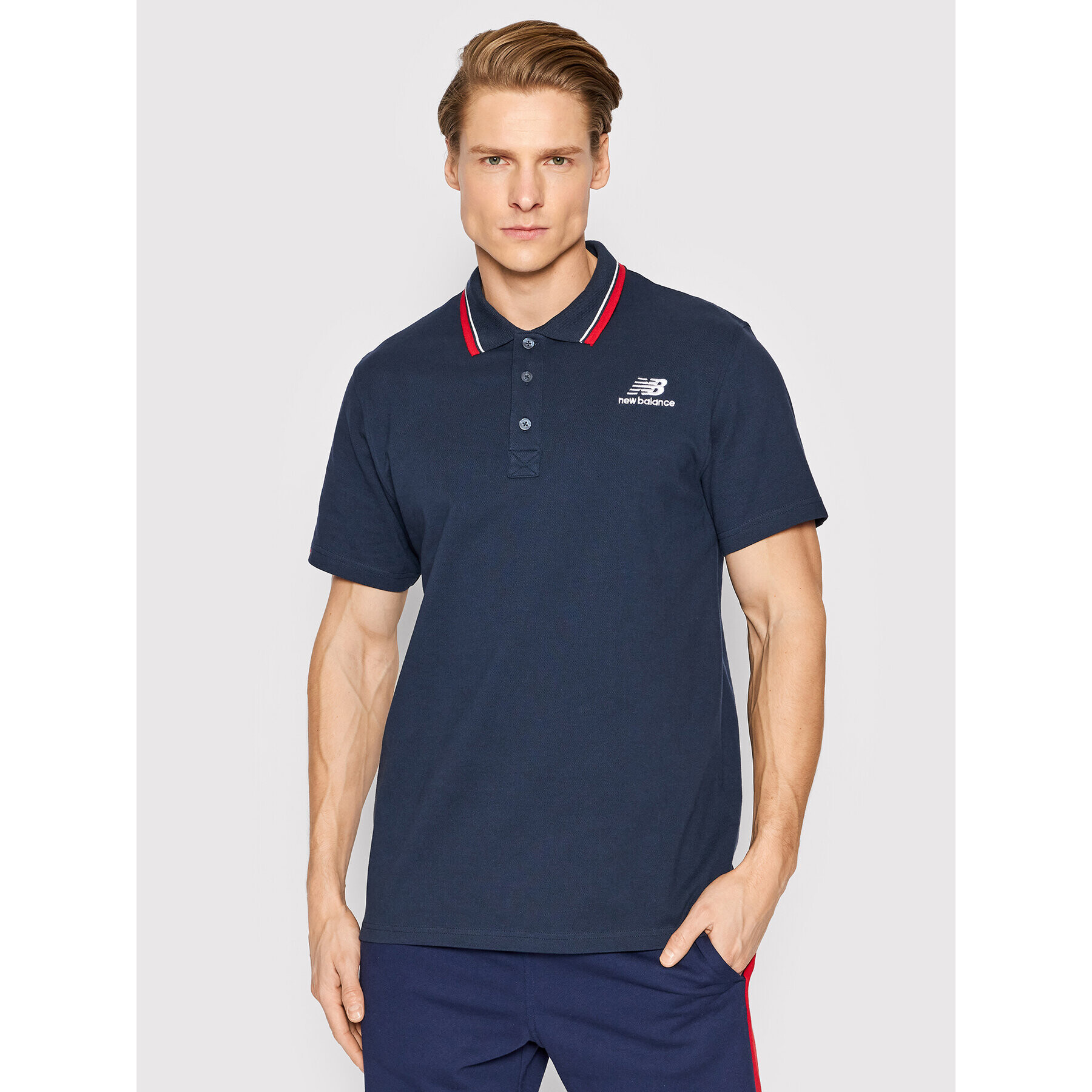 New Balance Tricou polo Classic MT01983 Bleumarin Regular Fit - Pled.ro