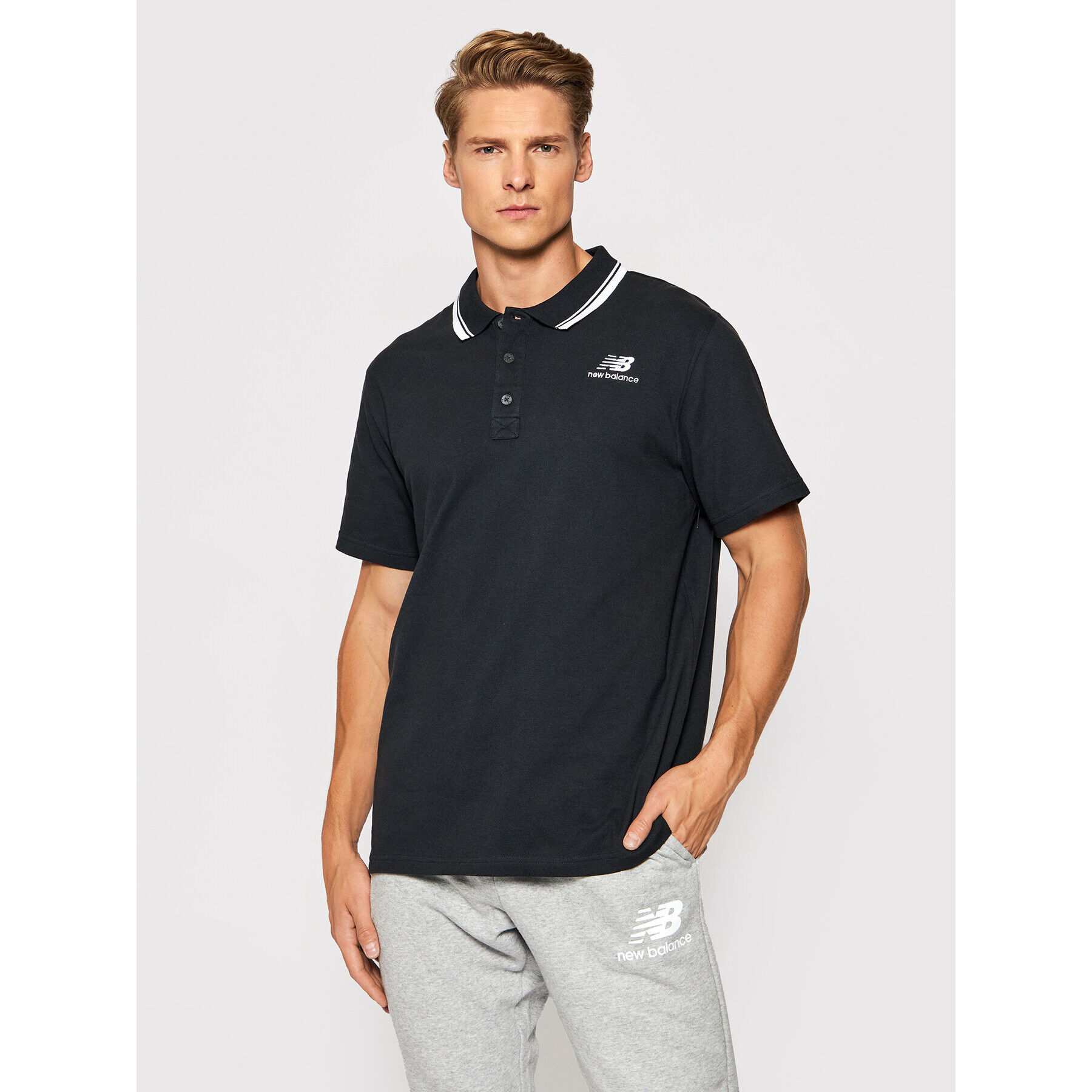 New Balance Tricou polo Classic MT01983 Negru Regular Fit - Pled.ro