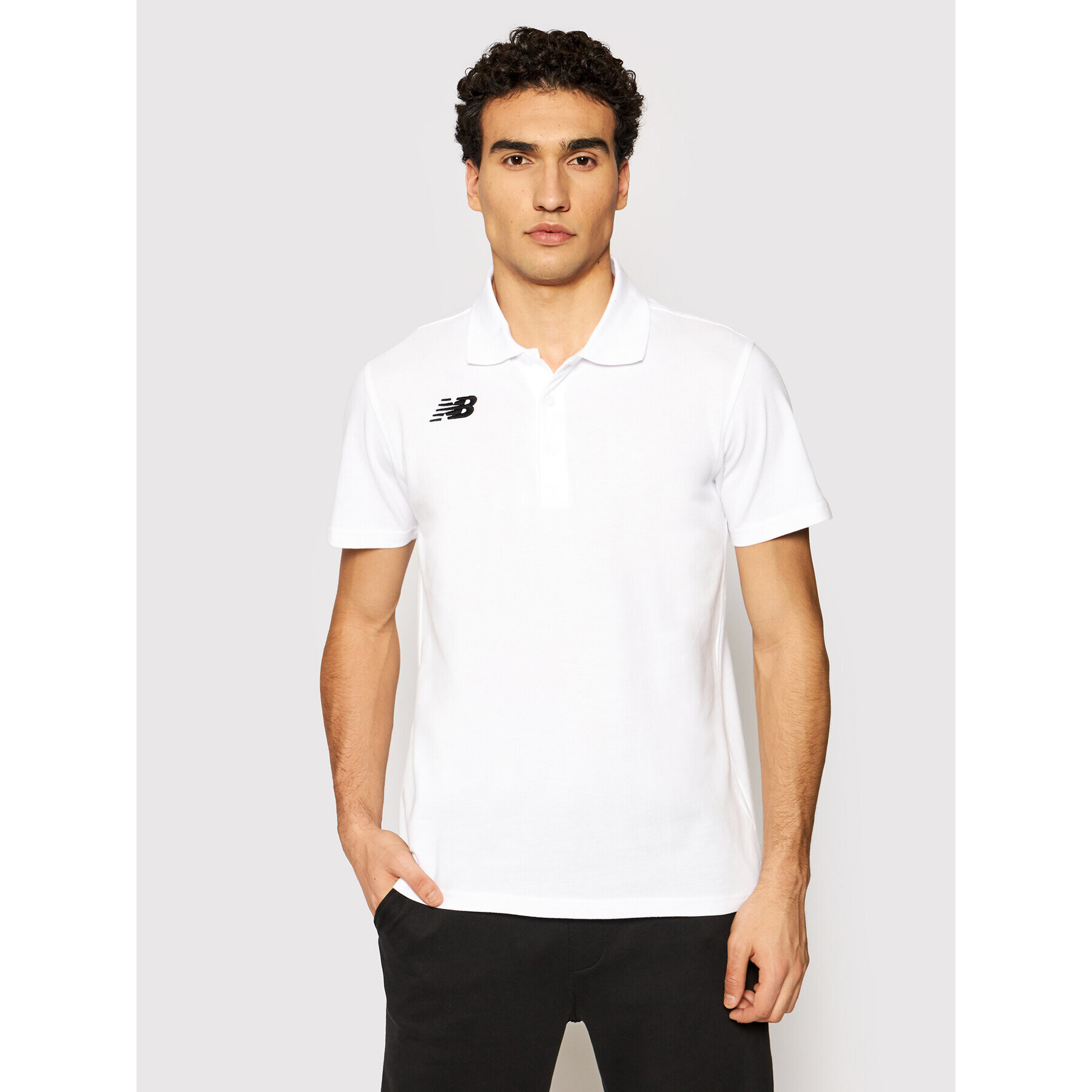 New Balance Tricou polo NBMT71060 Alb Slim Fit - Pled.ro