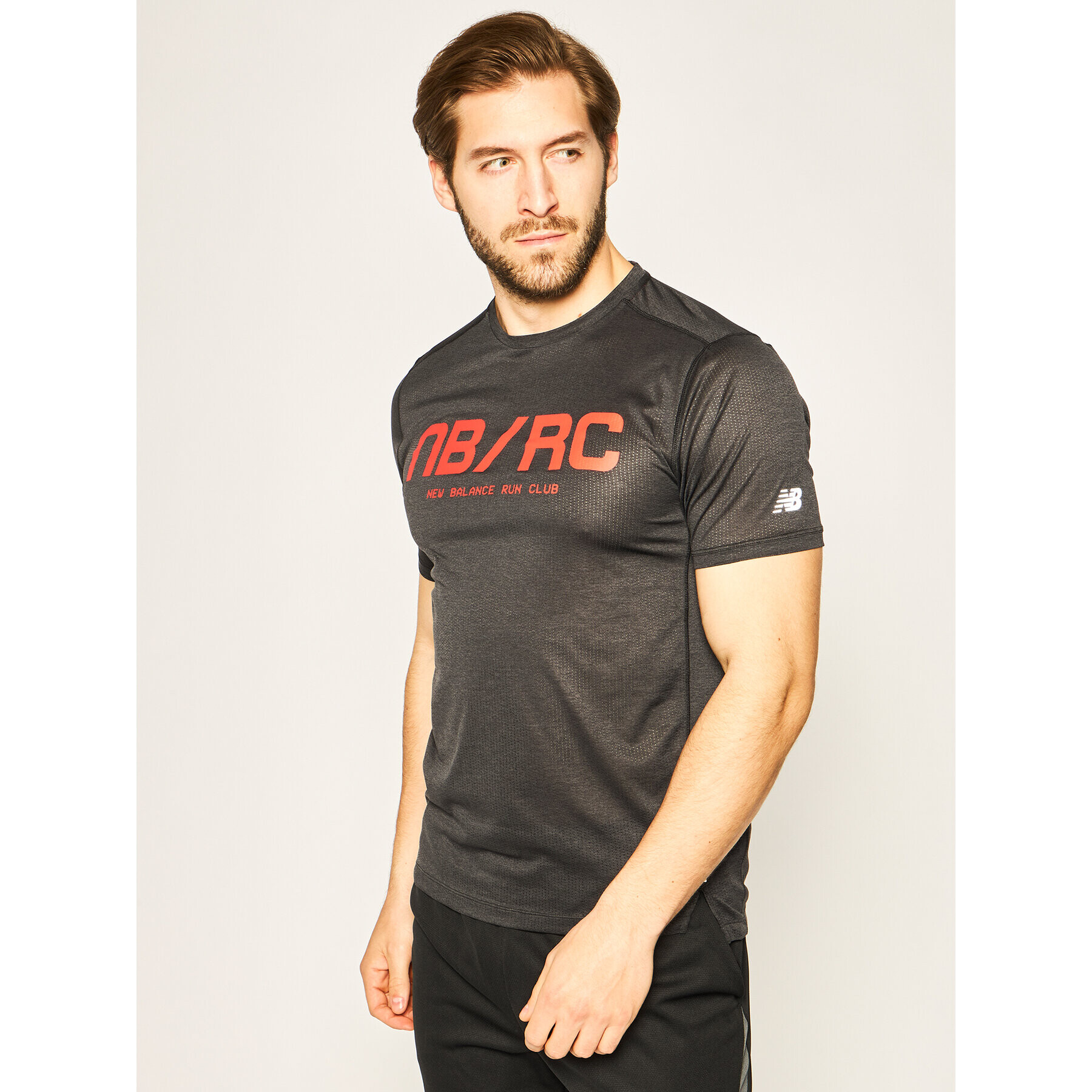 New Balance Tricou tehnic Printed Impact MT01235 Negru Athletic Fit - Pled.ro