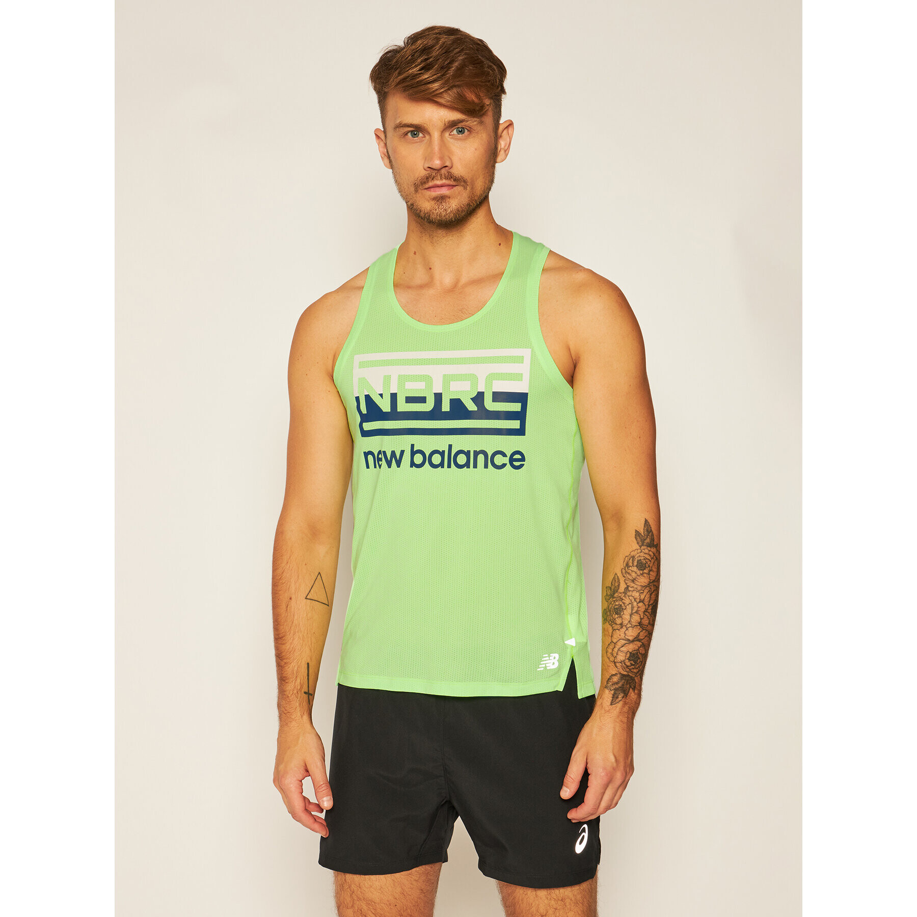 New Balance Tricou tehnic Printed Impact Run MT01233 Verde Athletic Fit - Pled.ro