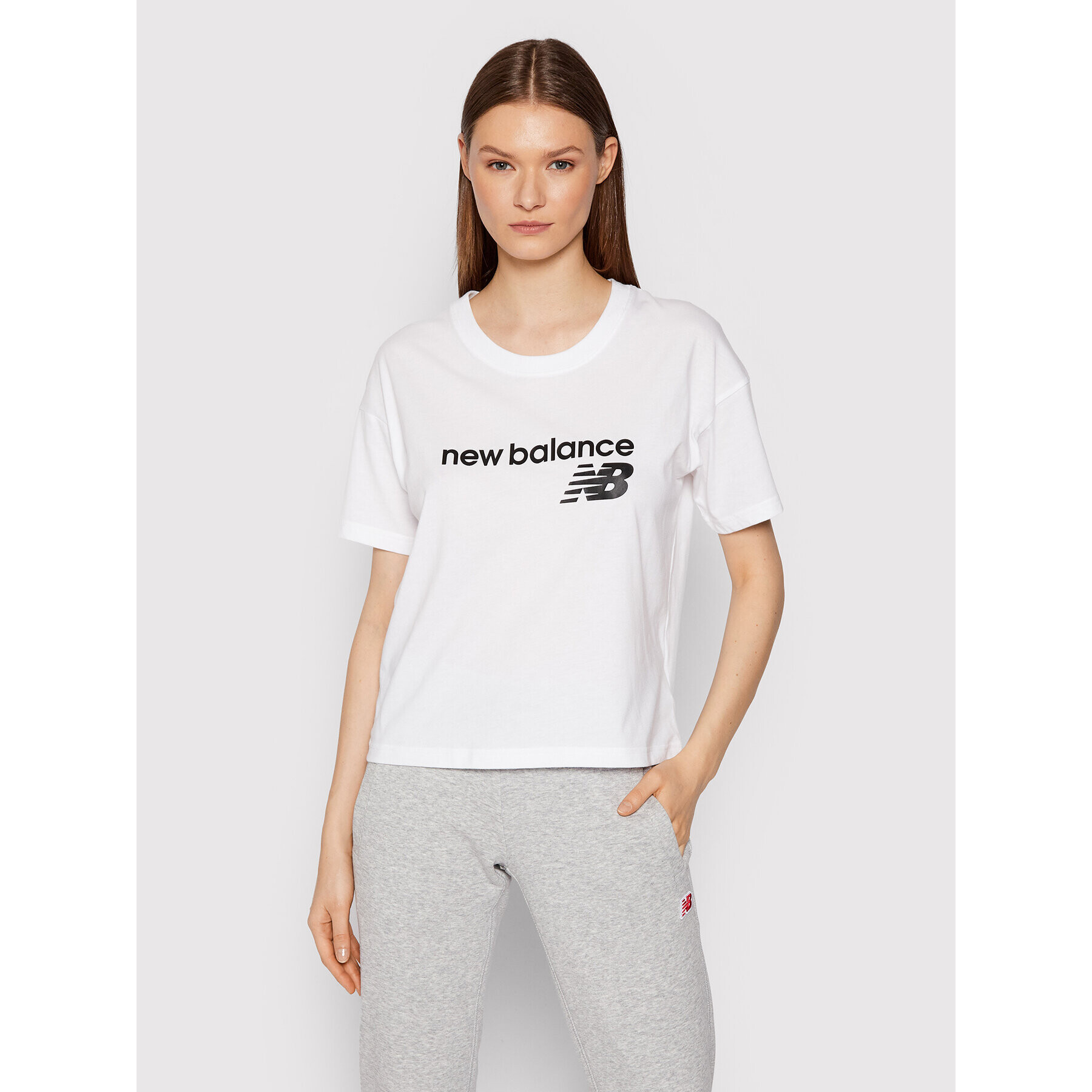 New Balance Tricou WT03805 Alb Relaxed Fit - Pled.ro