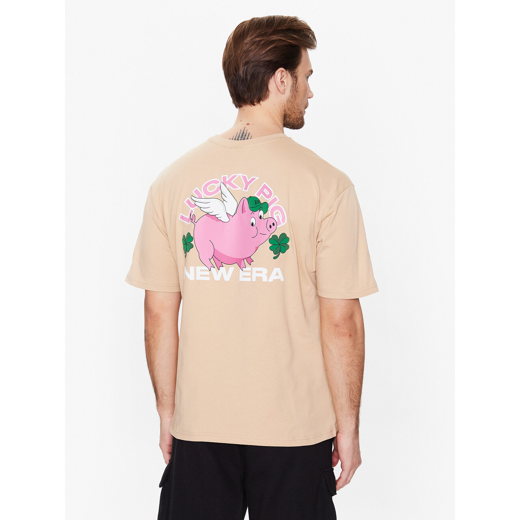 New Era Tricou Lucky Pig Character 60332260 Bej Oversize - Pled.ro