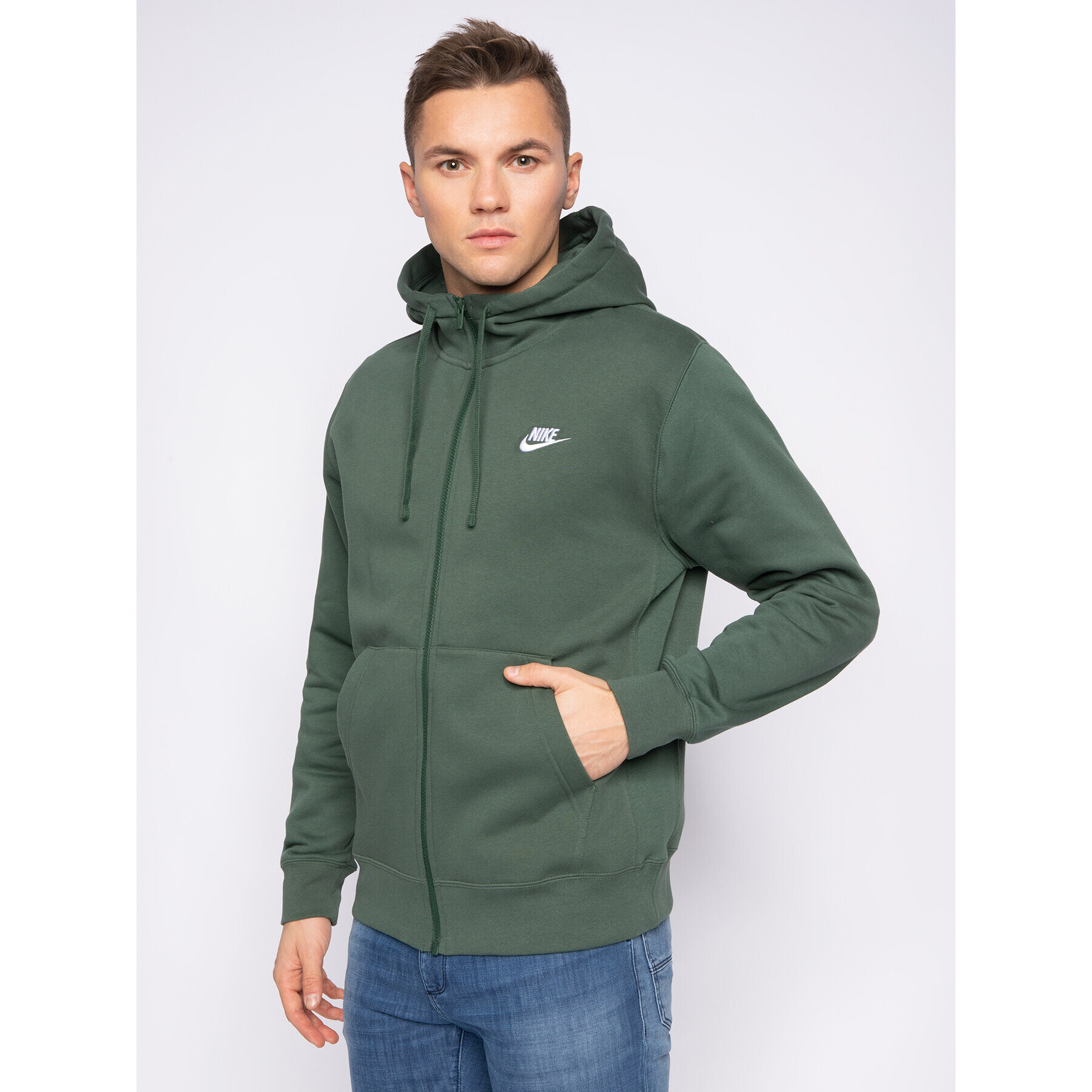 Nike Bluză Sportswear Club Fleece BV2645 Verde Standard Fit - Pled.ro