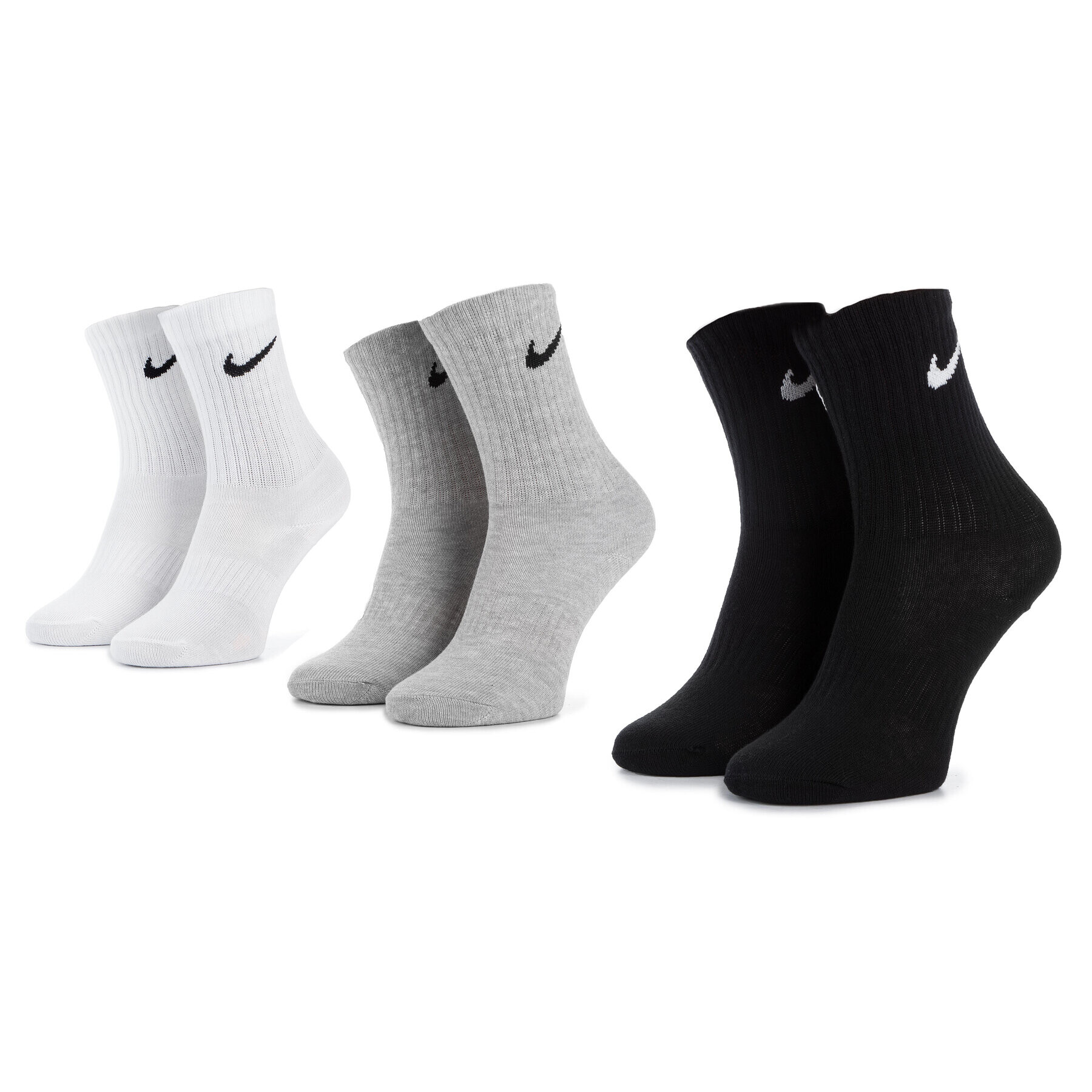 Nike Set de 3 perechi de șosete medii unisex SX7676 901 Alb - Pled.ro