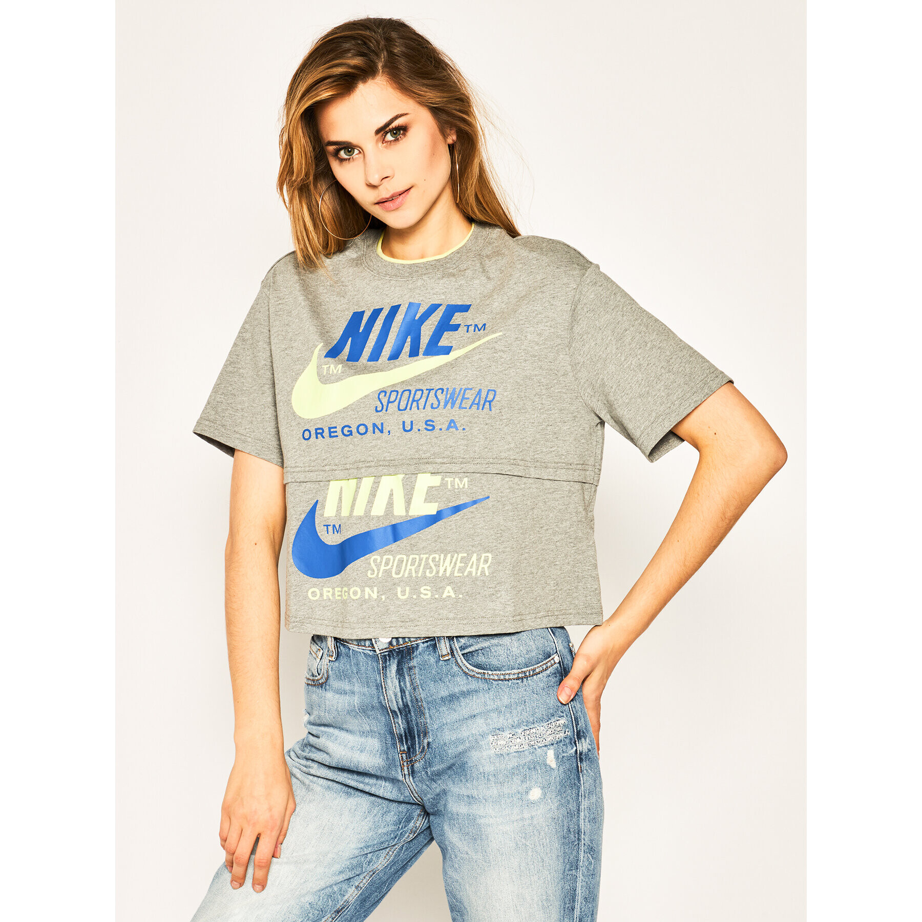 Nike Tricou Sportswear Icon Clash CJ2040 Gri Loose Fit - Pled.ro