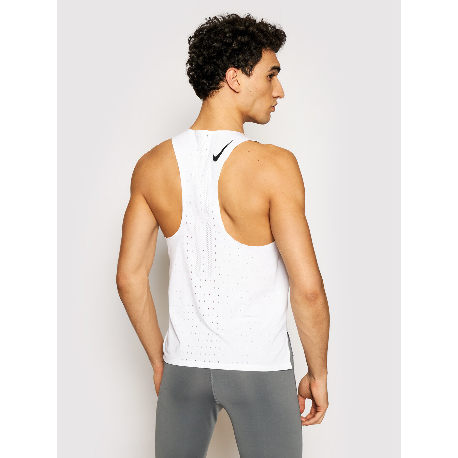 Nike Tricou tehnic Aeroswift Singlet CJ7835 Alb Slim Fit - Pled.ro