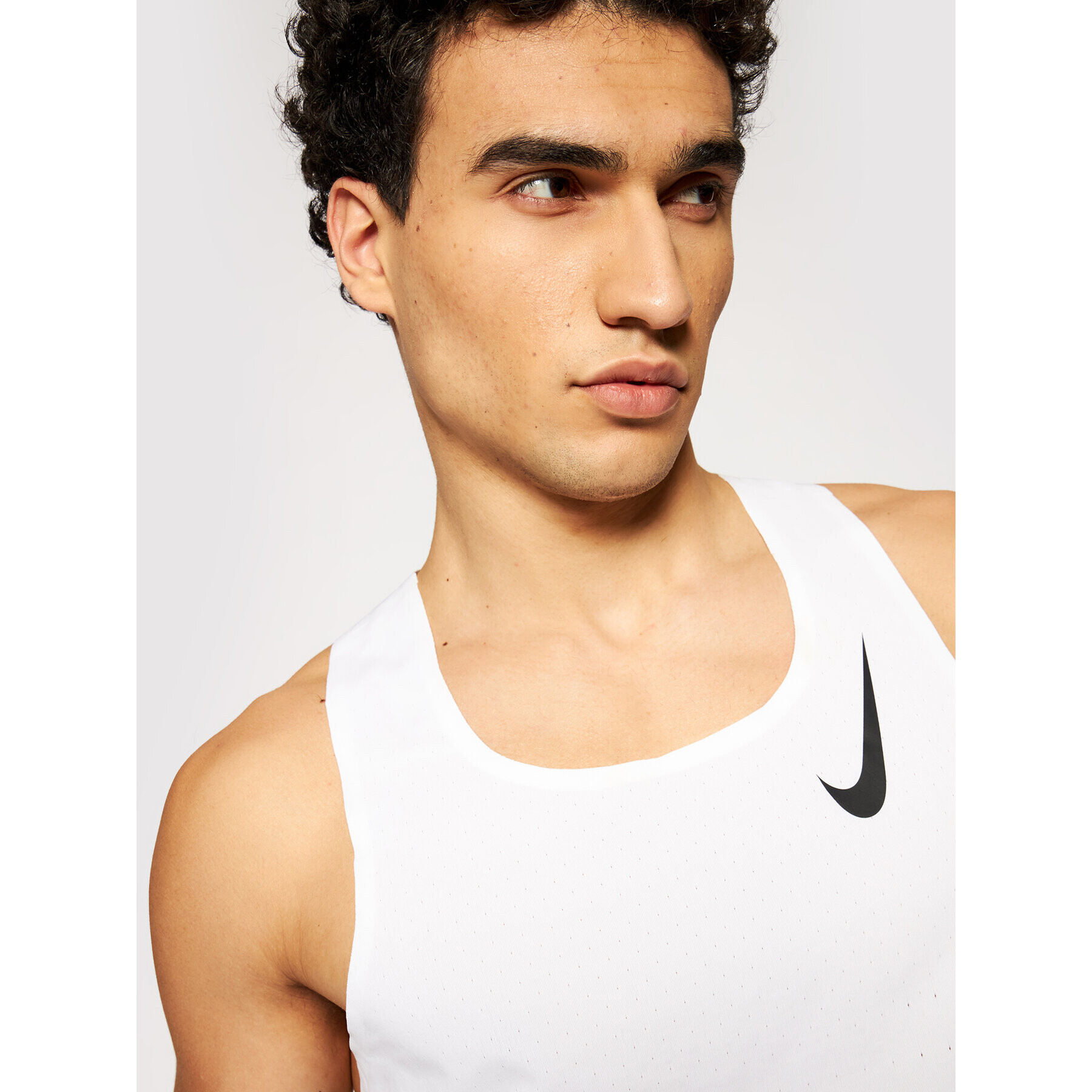 Nike Tricou tehnic Aeroswift Singlet CJ7835 Alb Slim Fit - Pled.ro