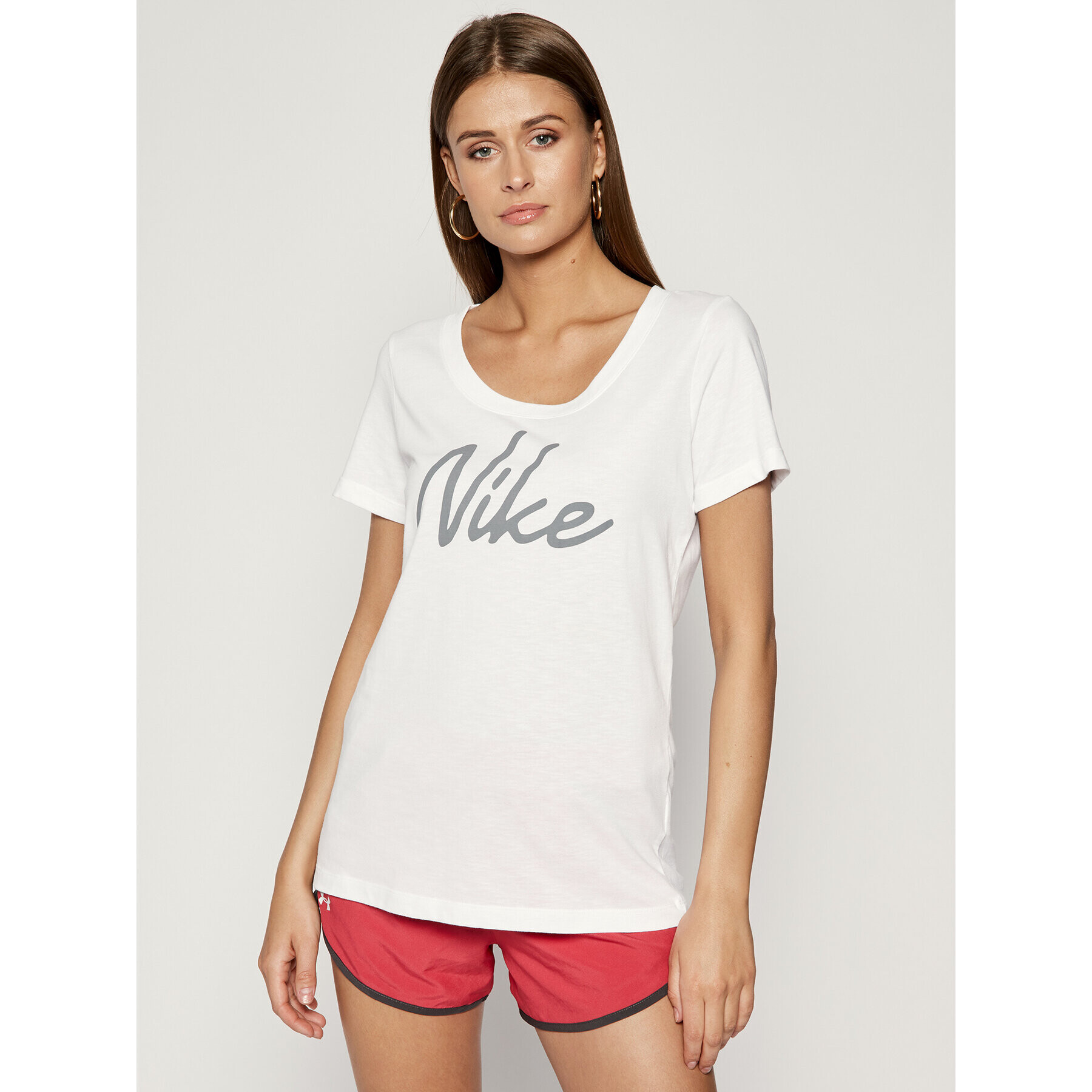 Nike Tricou tehnic Dry-FIT Scoop Logo Tee CQ0258 Alb Regular Fit - Pled.ro