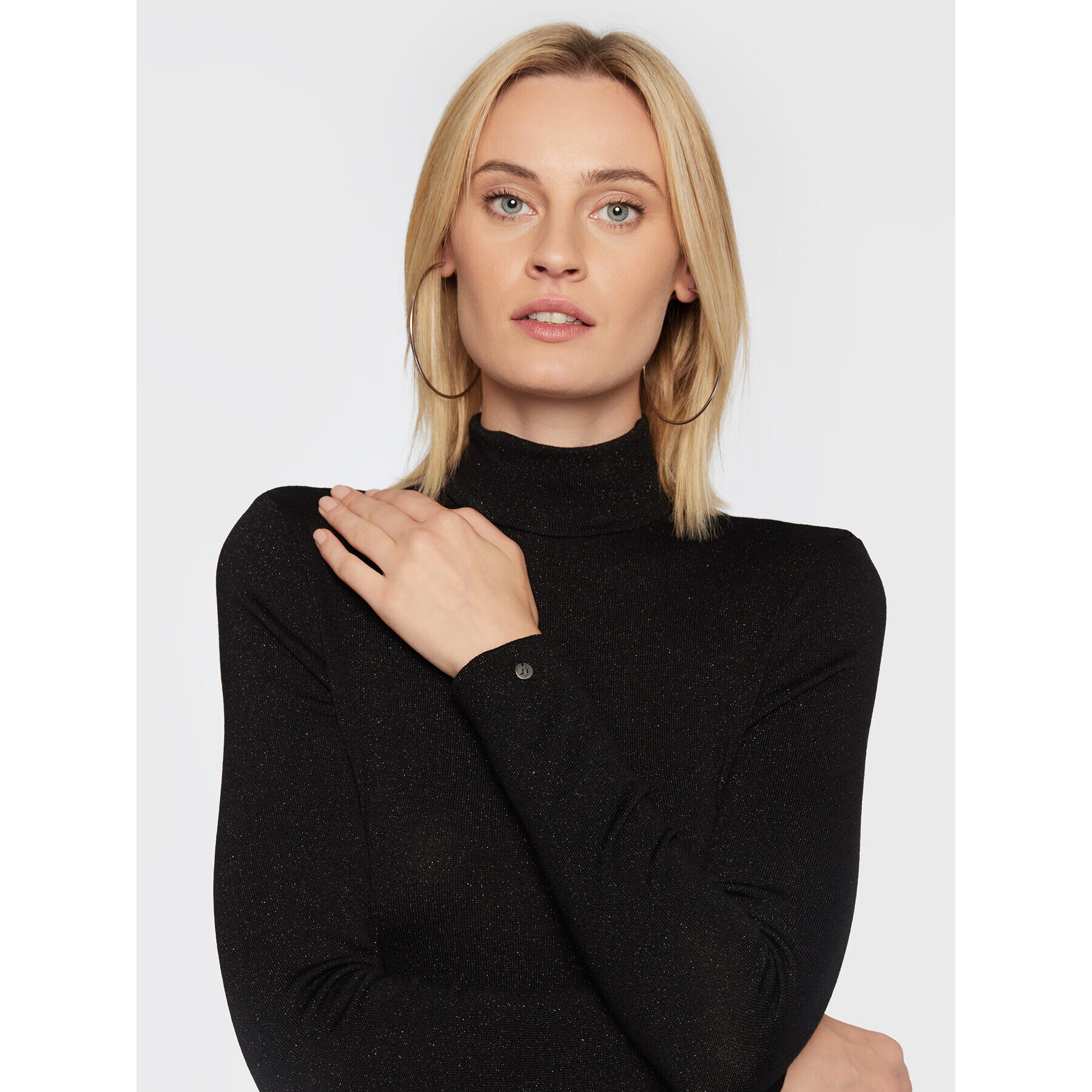 Nissa Bluză cu gât TOP13587 Negru Regular Fit - Pled.ro