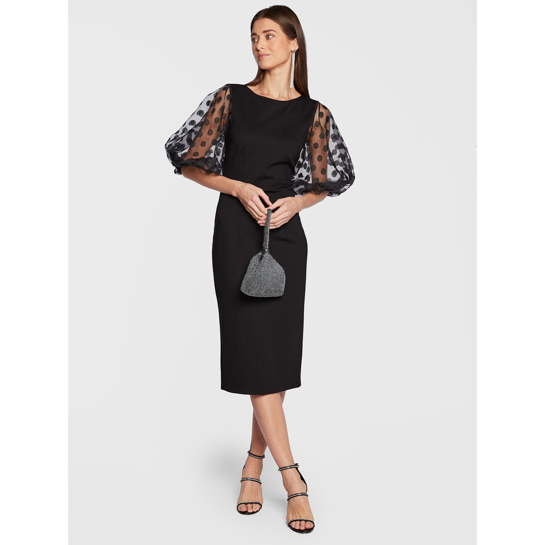 Nissa Rochie cocktail RC13646 Negru Slim Fit - Pled.ro