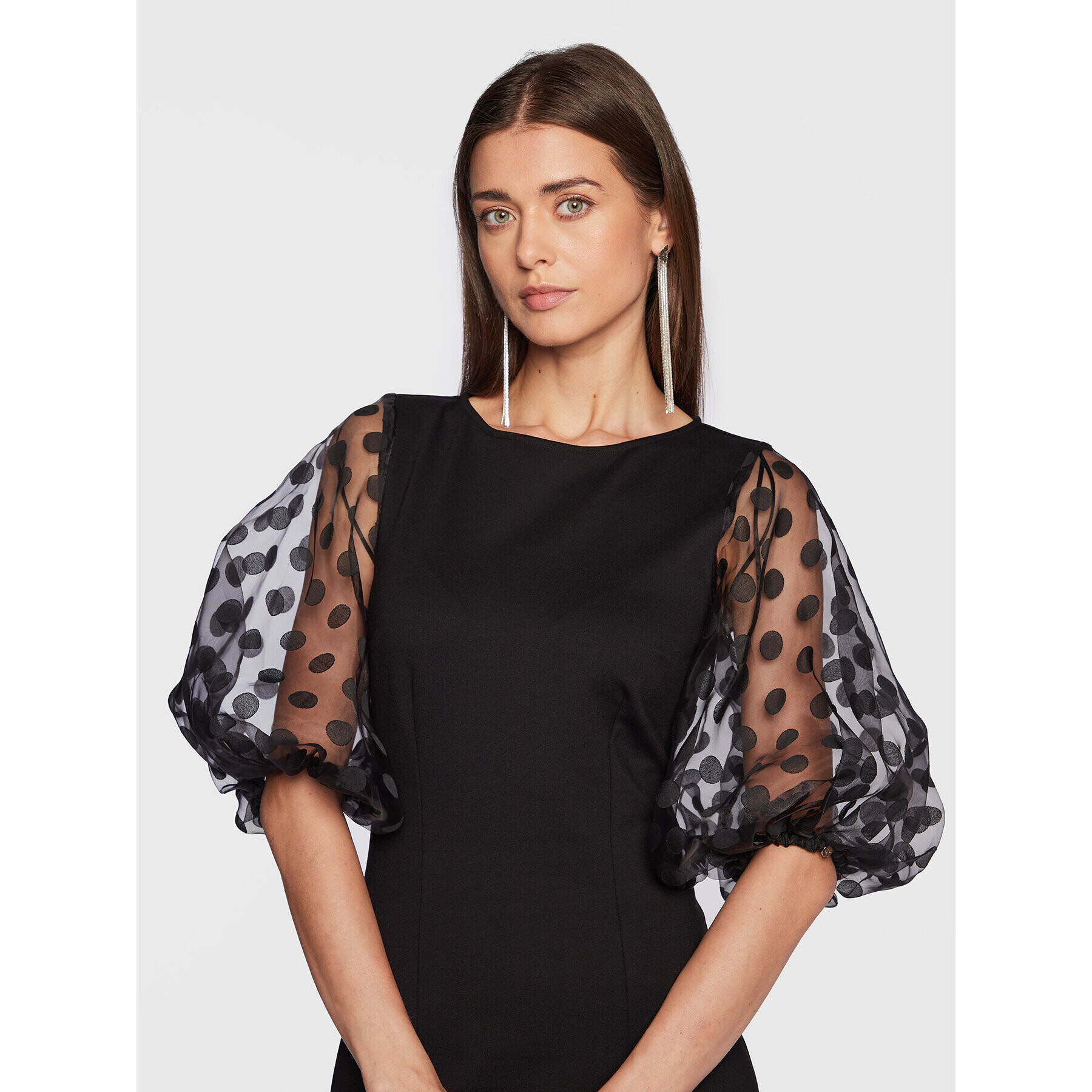 Nissa Rochie cocktail RC13646 Negru Slim Fit - Pled.ro