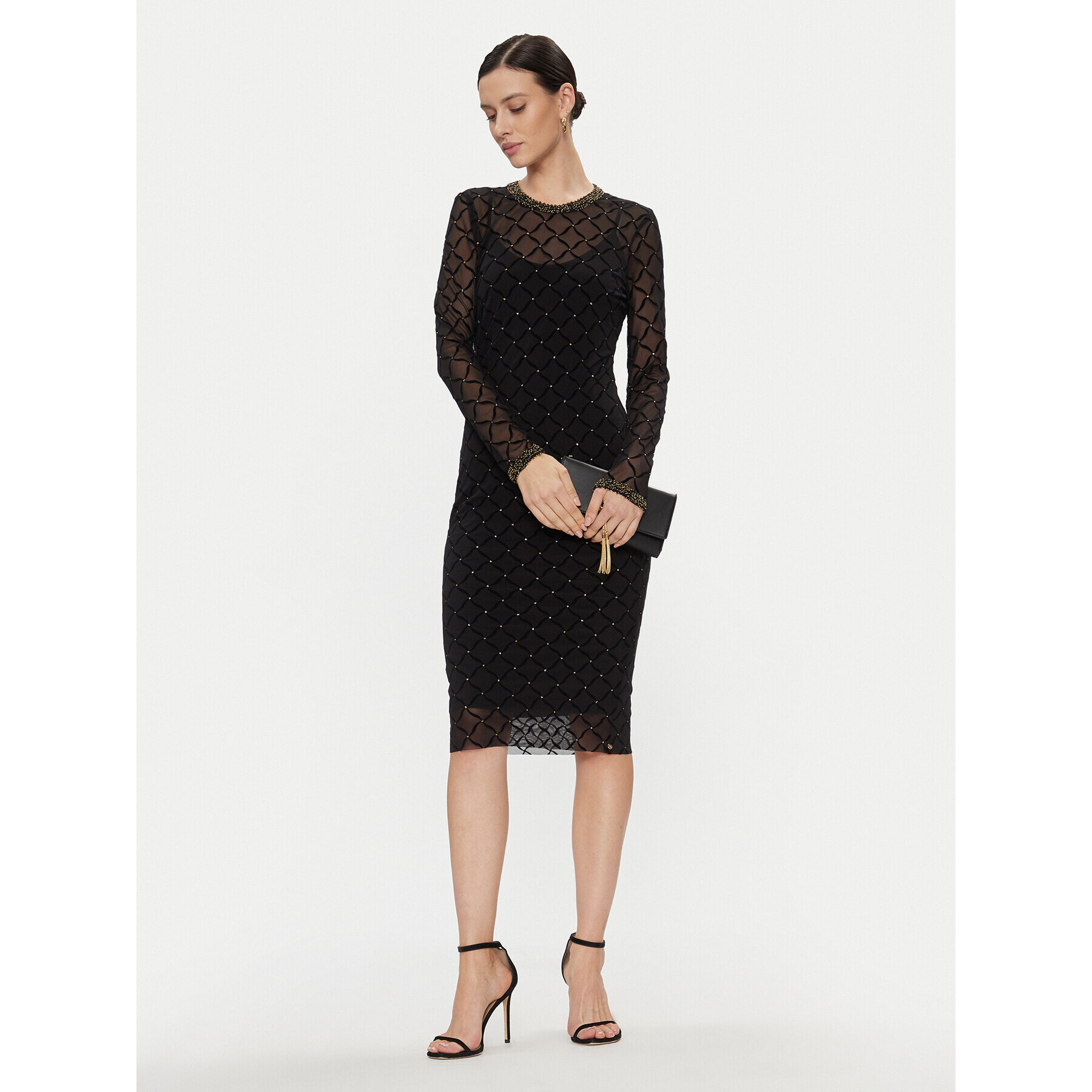 Nissa Rochie cocktail RS14530 Negru Slim Fit - Pled.ro