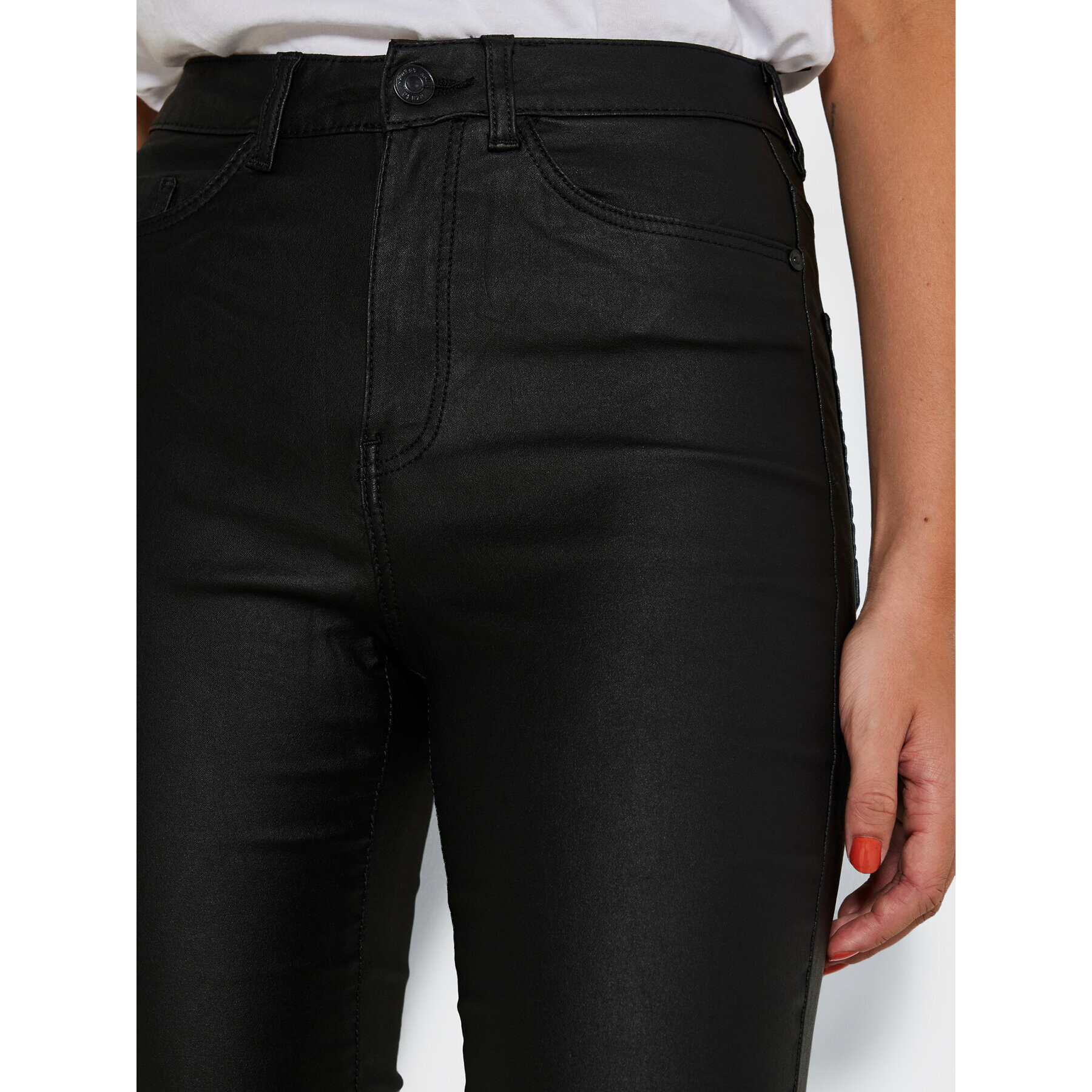 Noisy May Pantaloni din imitație de piele Sallie 27018425 Negru Skinny Fit - Pled.ro