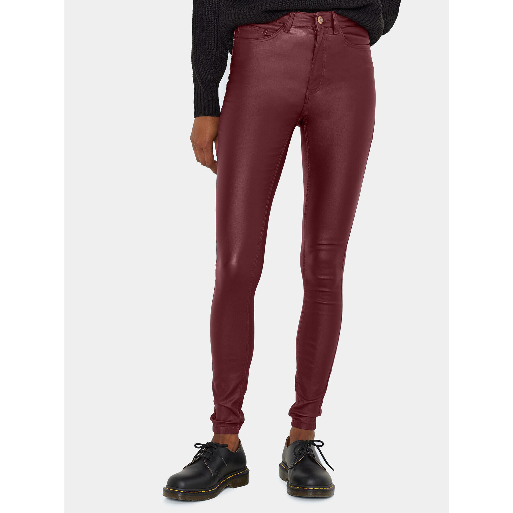 Noisy May Pantaloni din material Callie 27013113 Vișiniu Skinny Fit - Pled.ro