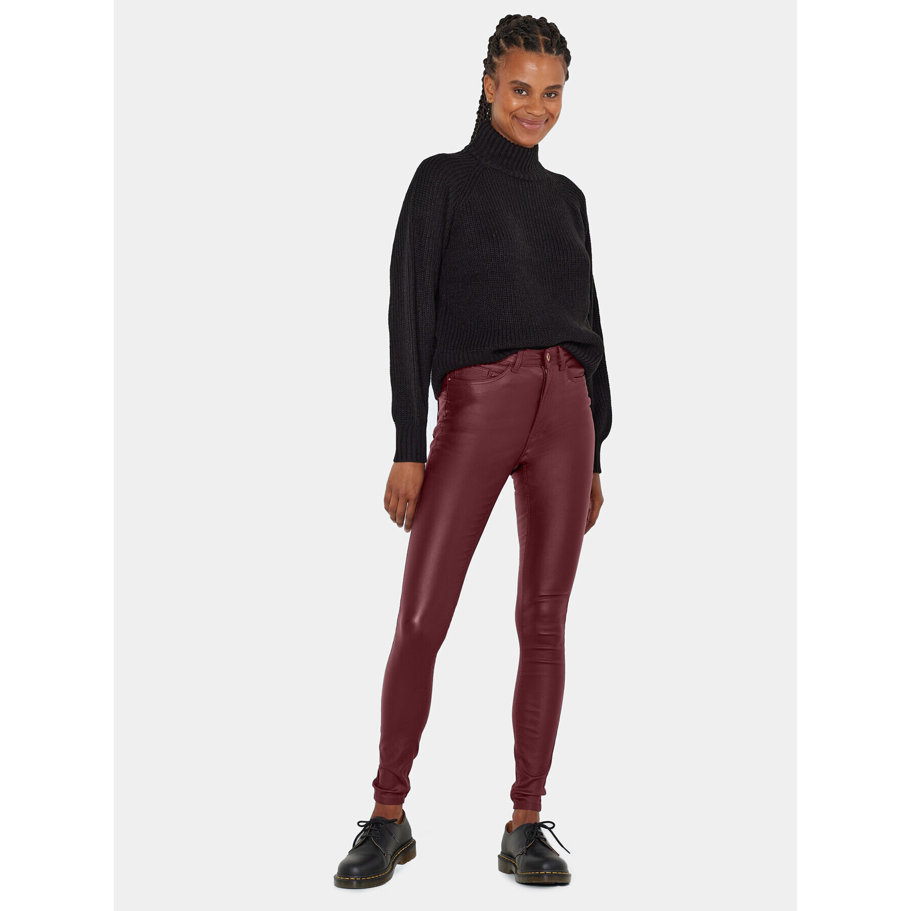 Noisy May Pantaloni din material Callie 27013113 Vișiniu Skinny Fit - Pled.ro