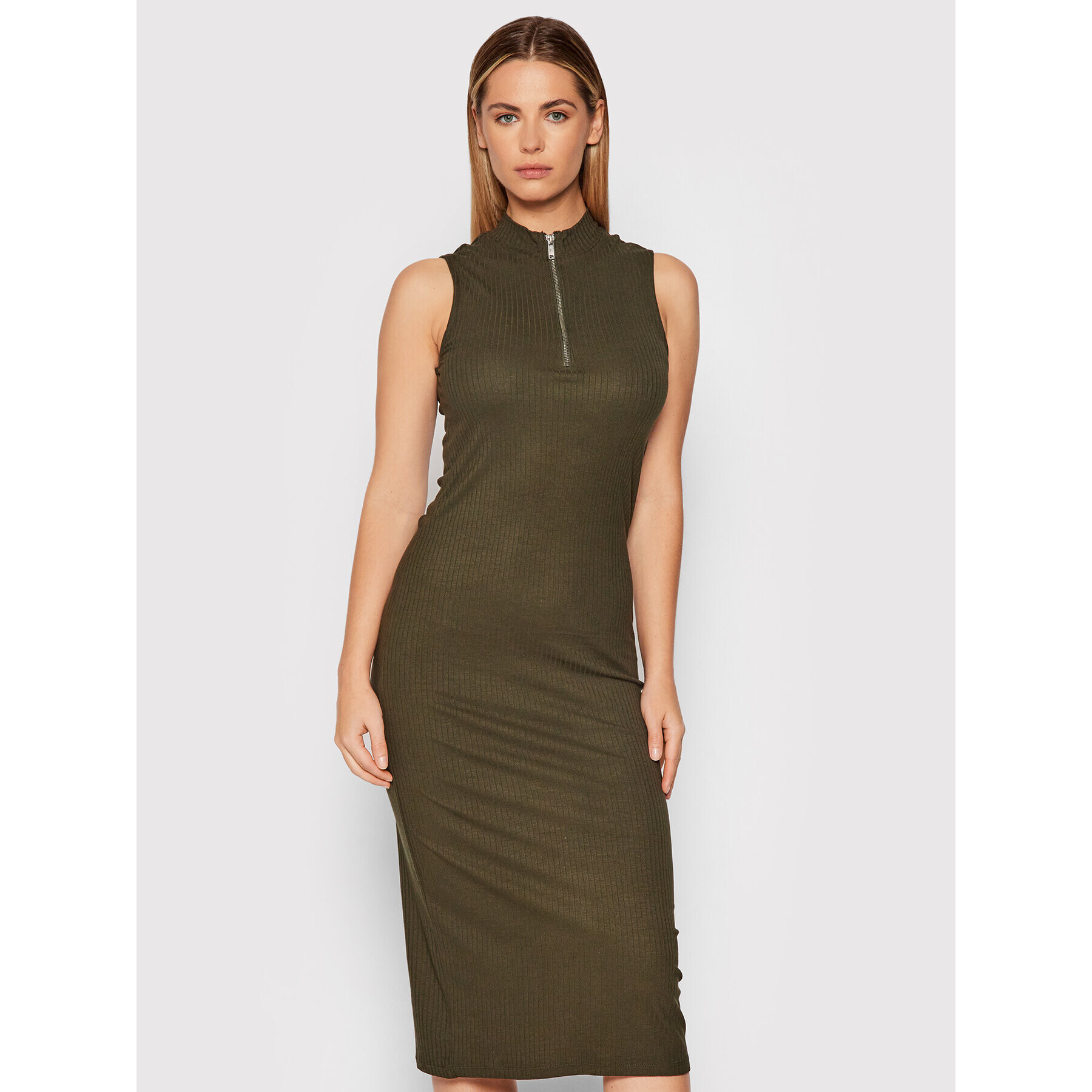 Noisy May Rochie de zi Riba 27018185 Verde Slim Fit - Pled.ro