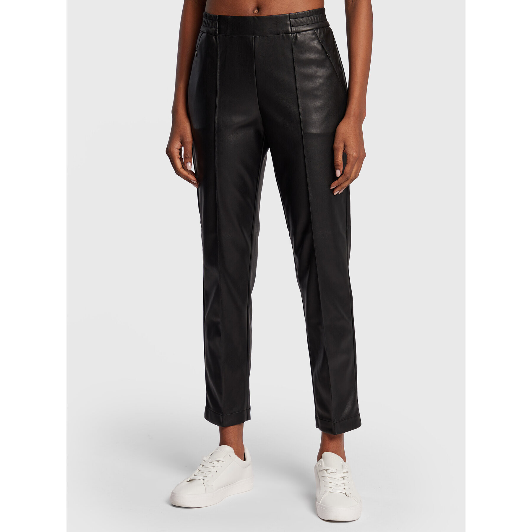 Olsen Pantaloni din imitație de piele Lisa 14002019 Negru Straight Fit - Pled.ro