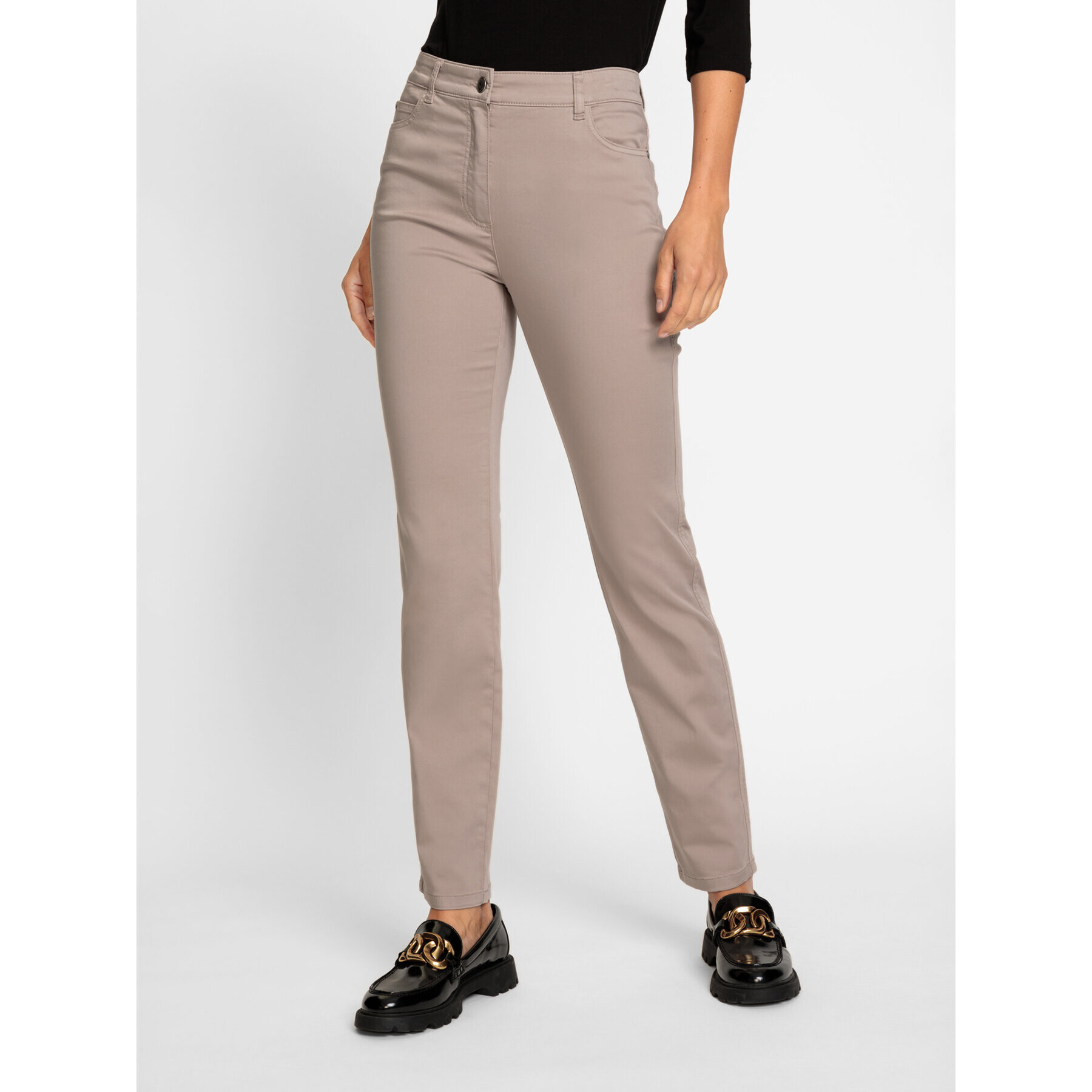 Olsen Pantaloni din material Mona 14000620 Bej Slim Fit - Pled.ro