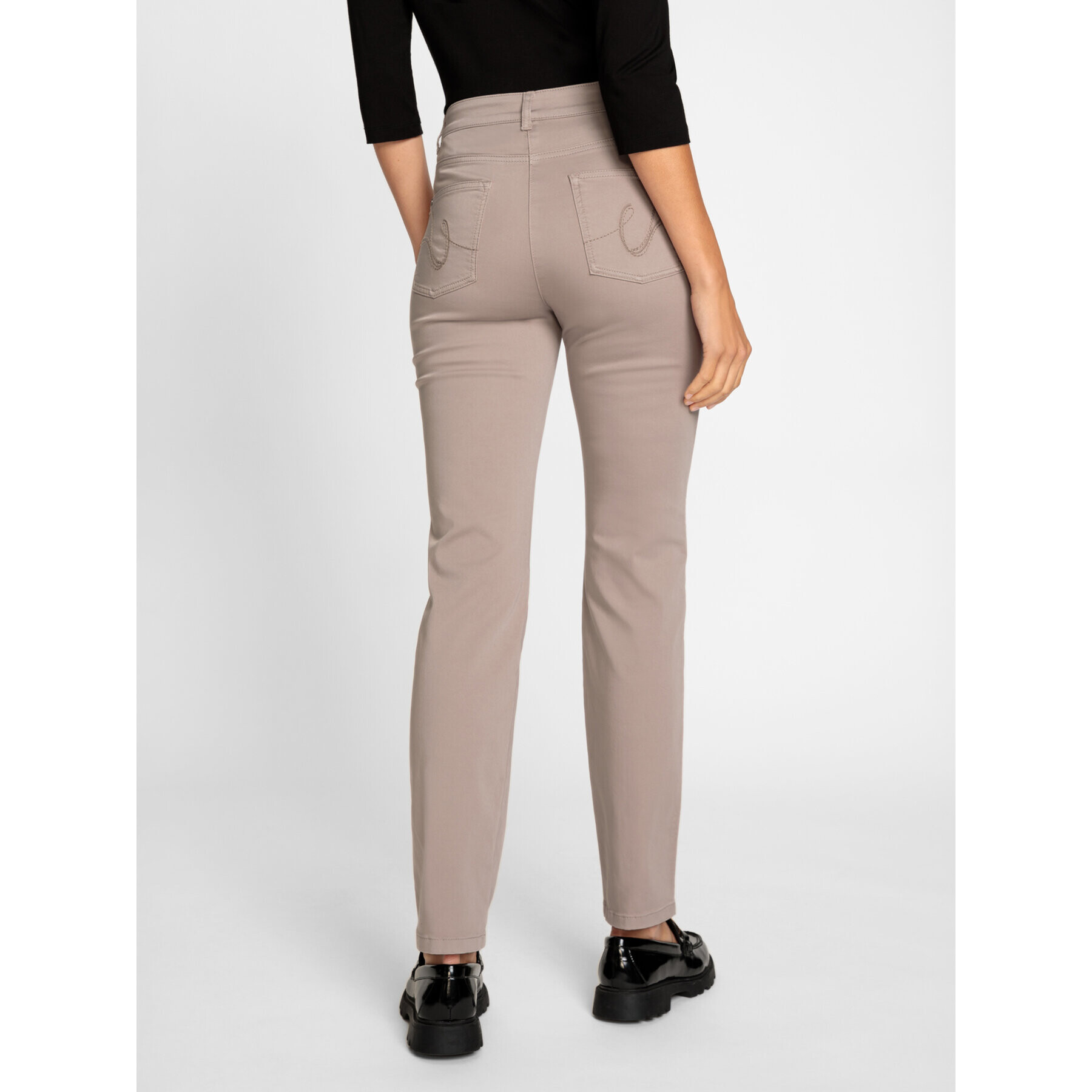 Olsen Pantaloni din material Mona 14000620 Bej Slim Fit - Pled.ro