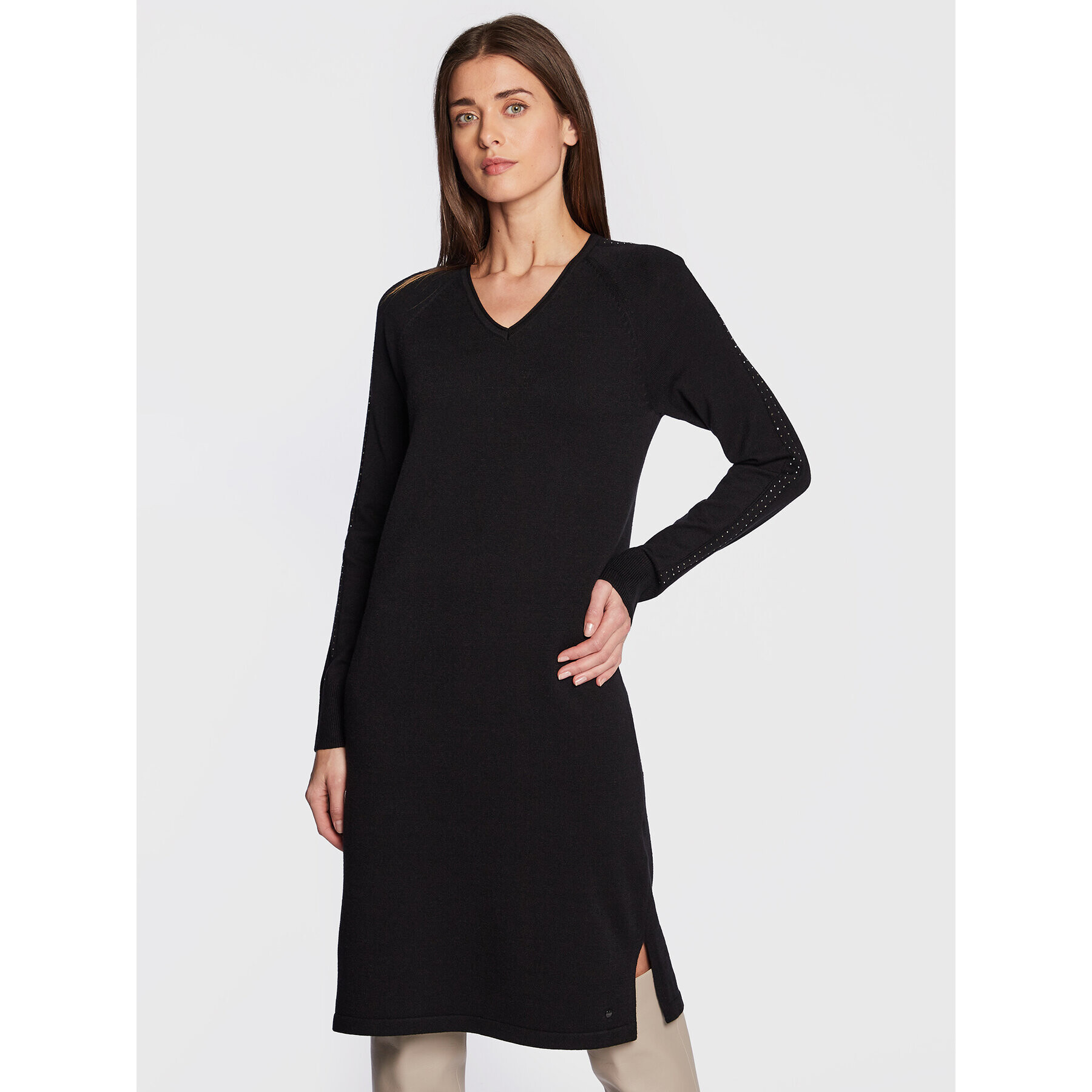 Olsen Rochie tricotată Festive Spirit 13001666 Negru Regular Fit - Pled.ro