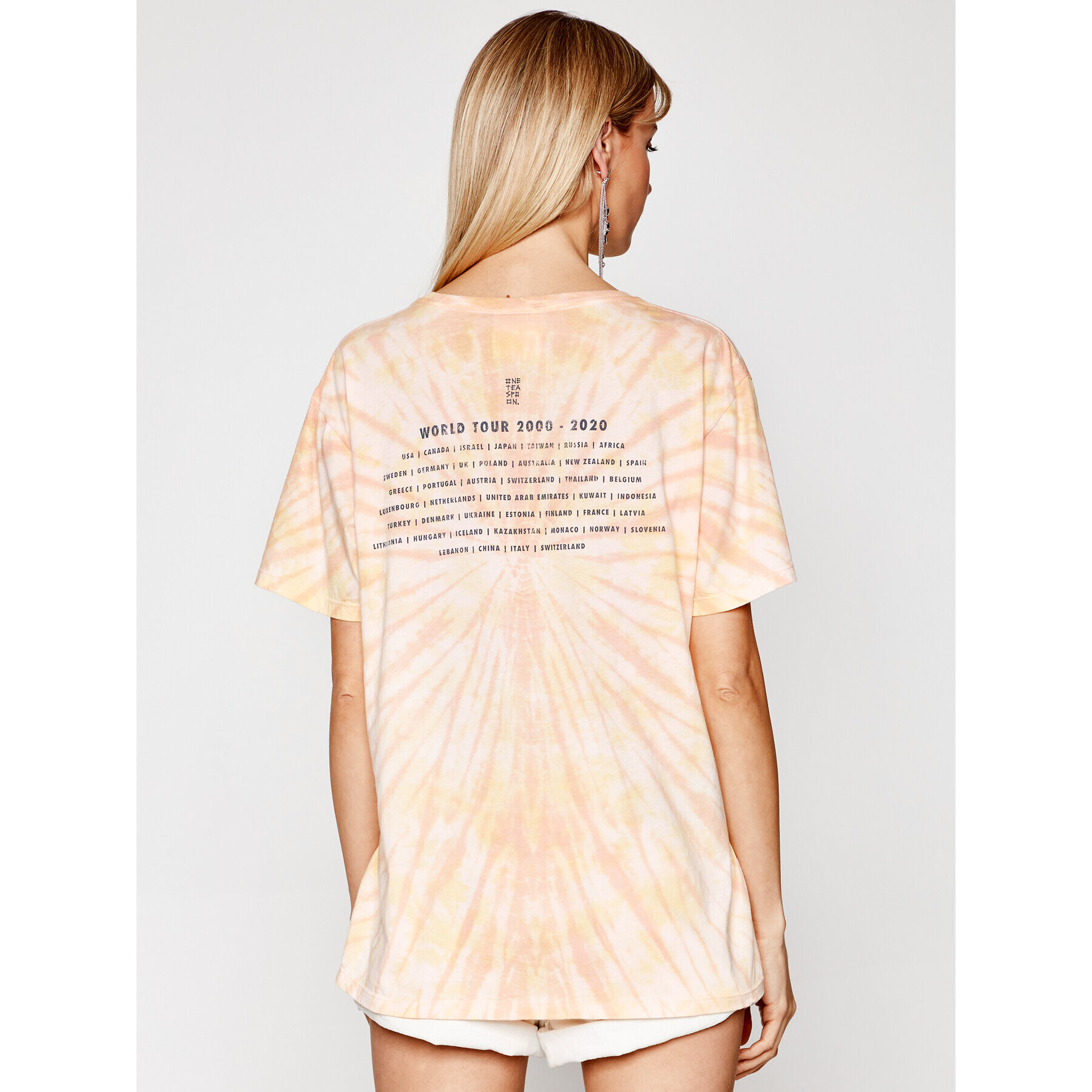 One Teaspoon Tricou Starship Sunset Tie Dye Tee 23917 Portocaliu Boyfriend Fit - Pled.ro