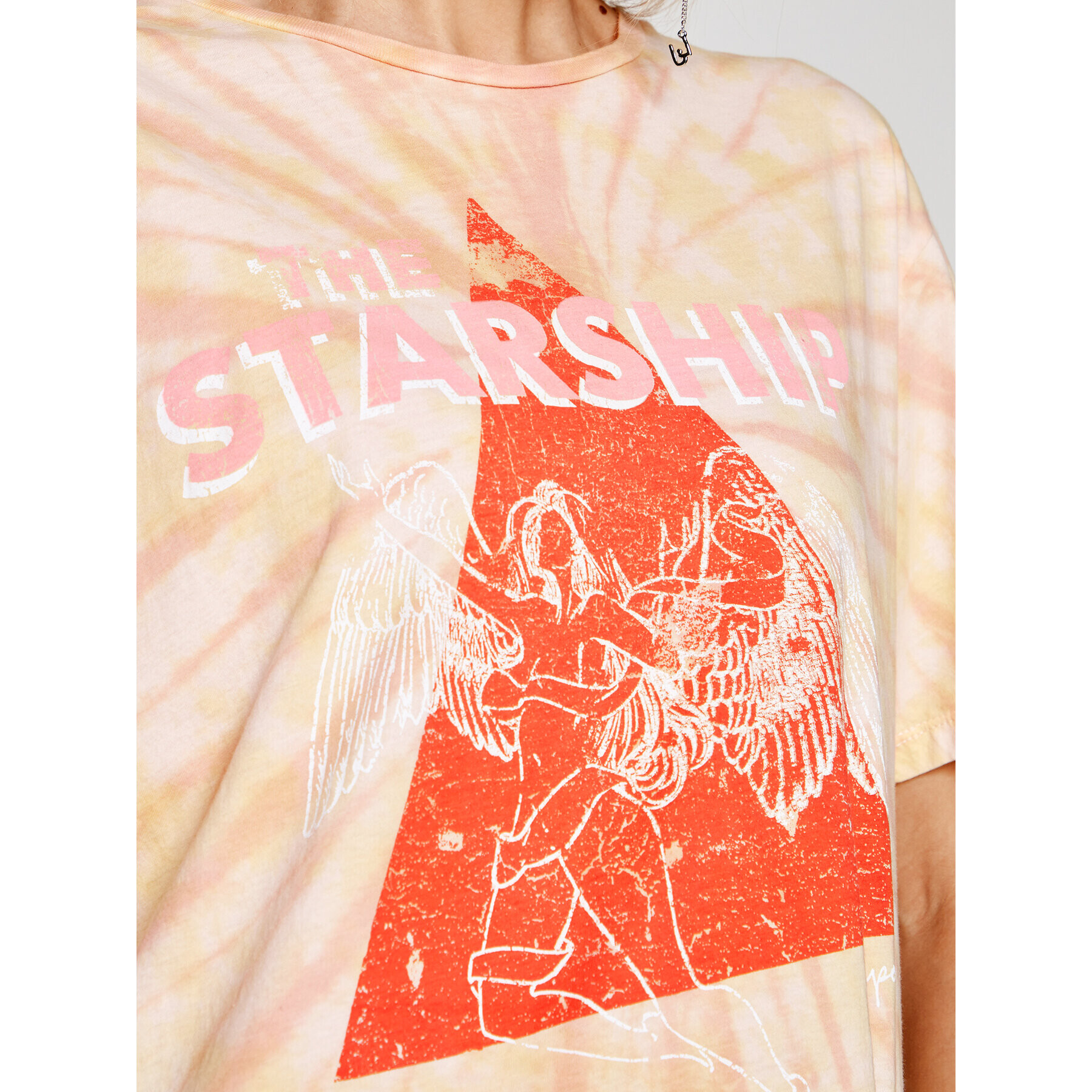 One Teaspoon Tricou Starship Sunset Tie Dye Tee 23917 Portocaliu Boyfriend Fit - Pled.ro