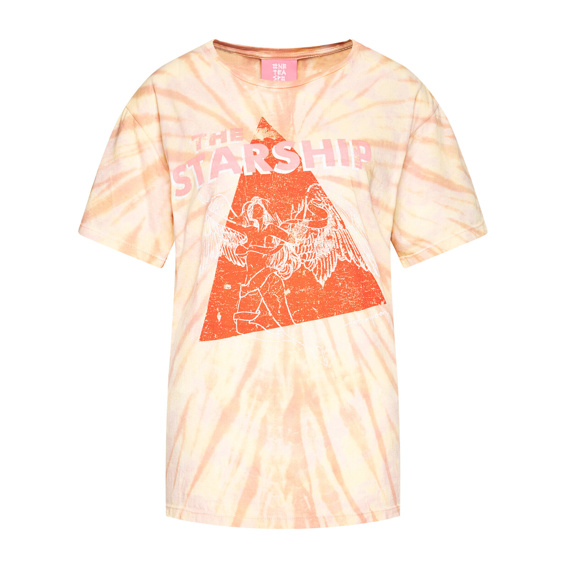 One Teaspoon Tricou Starship Sunset Tie Dye Tee 23917 Portocaliu Boyfriend Fit - Pled.ro