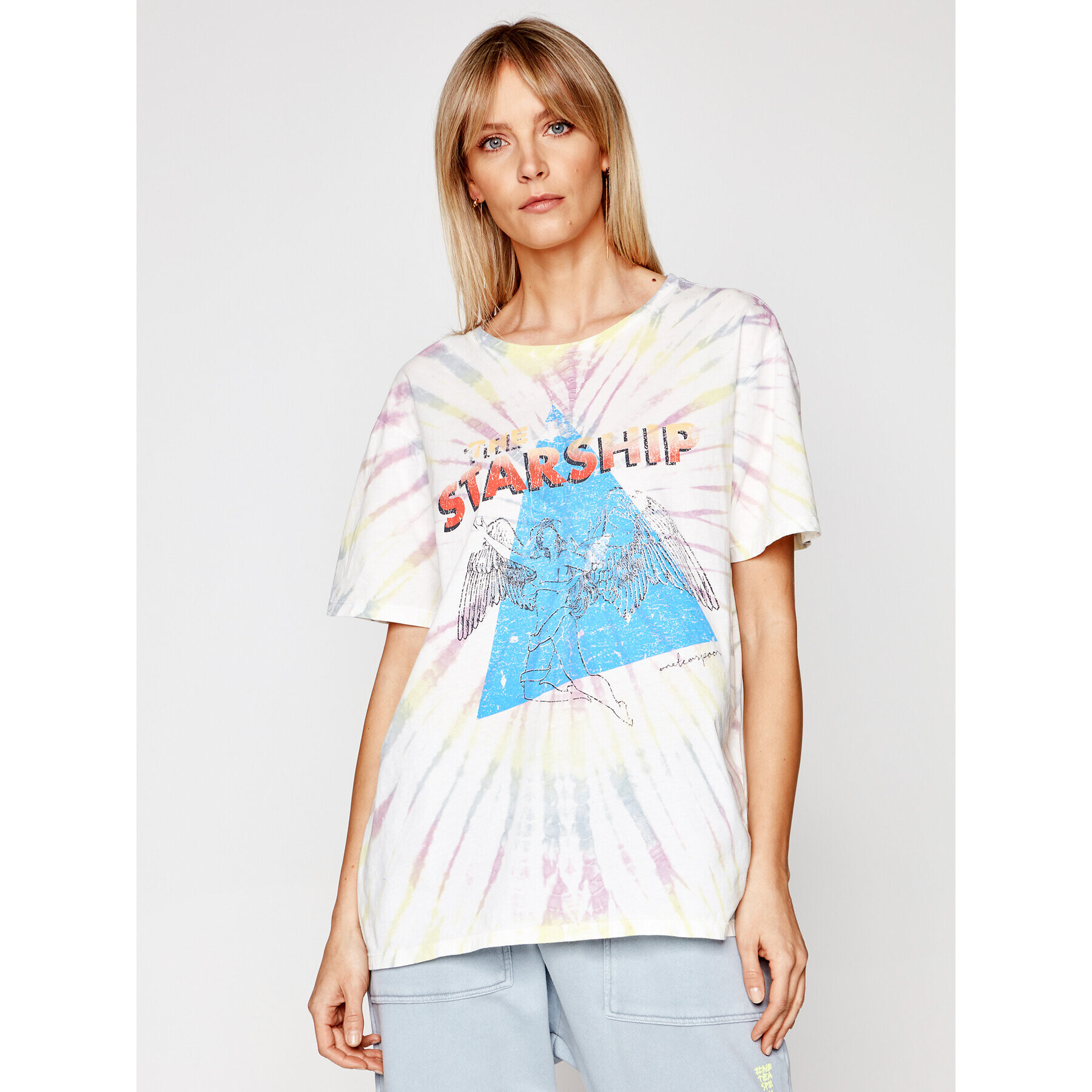 One Teaspoon Tricou Starship Tye Dye Boyfriend Tee 23901 Colorat Boyfriend Fit - Pled.ro