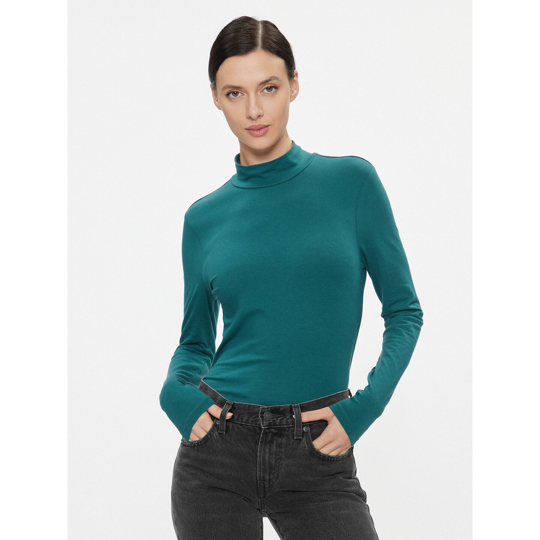 ONLY Bluză cu gât 15280335 Verde Regular Fit - Pled.ro