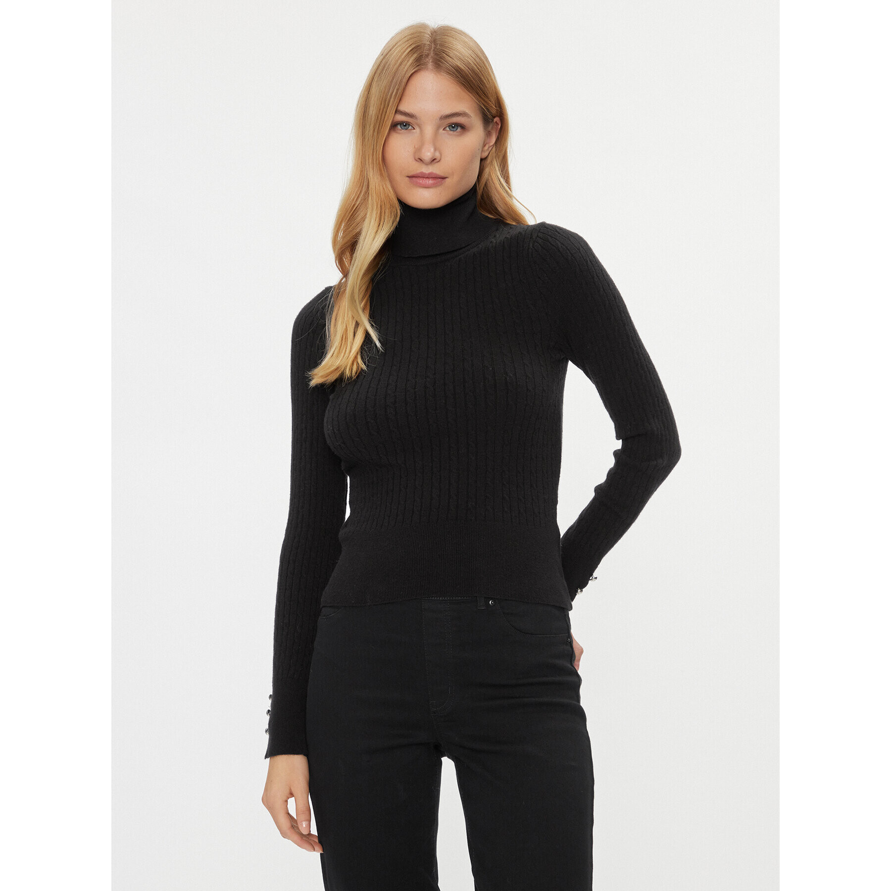 ONLY Bluză cu gât 15306928 Negru Regular Fit - Pled.ro